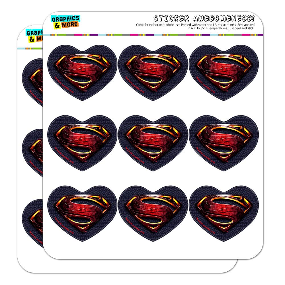 Justice League Movie Superman Logo Heart Shaped Planner Stickers - Scrapbook, Journal, Bullet Journal Decoration for DC Comics Fans & DIY Craft Lovers