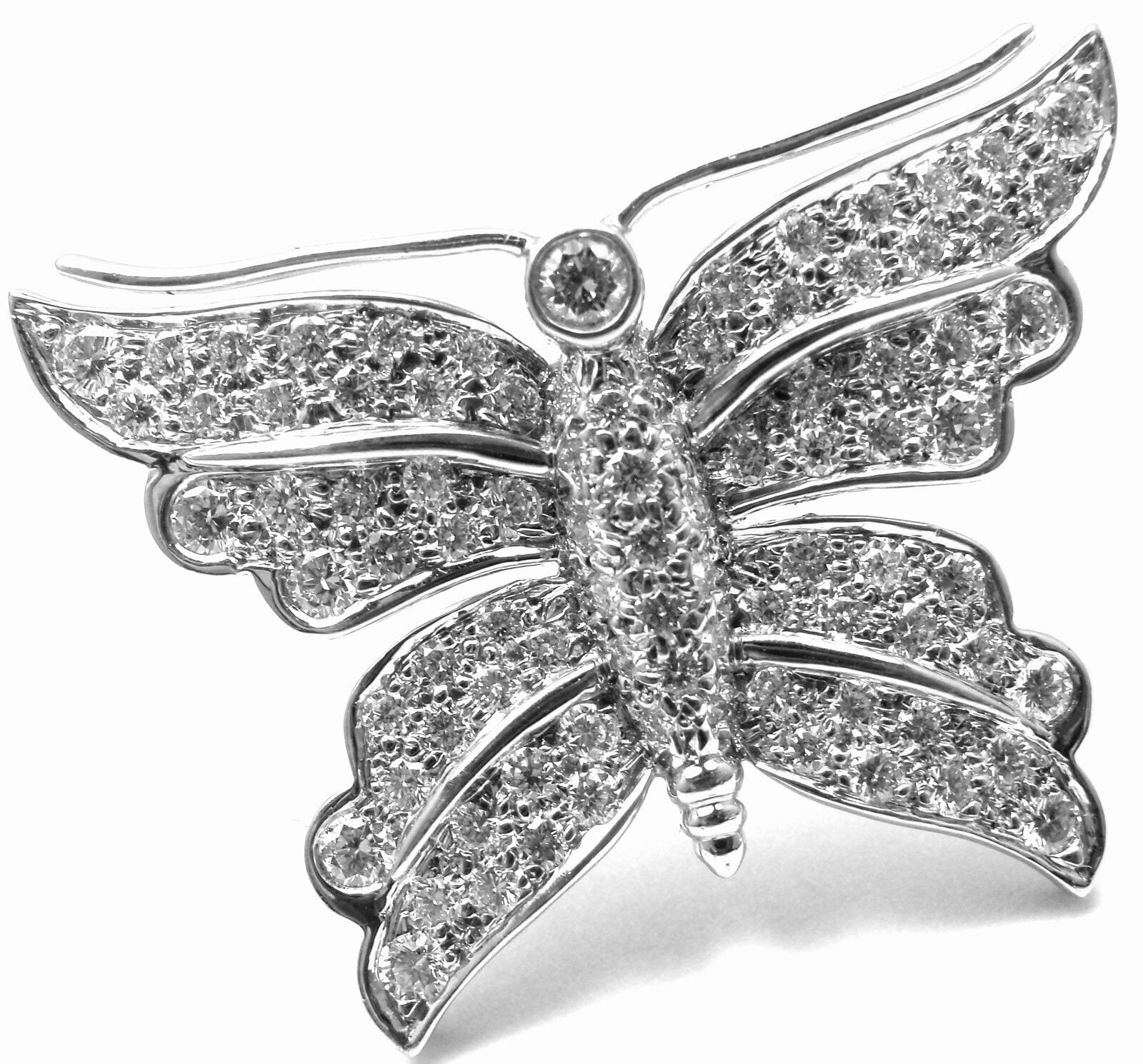 Authentic TIFFANY & CO Platinum Diamond Butterfly Brooch Pin - Luxury Jewelry Gift for Women, Elegant Accessory for Special Occasions & Formal Events