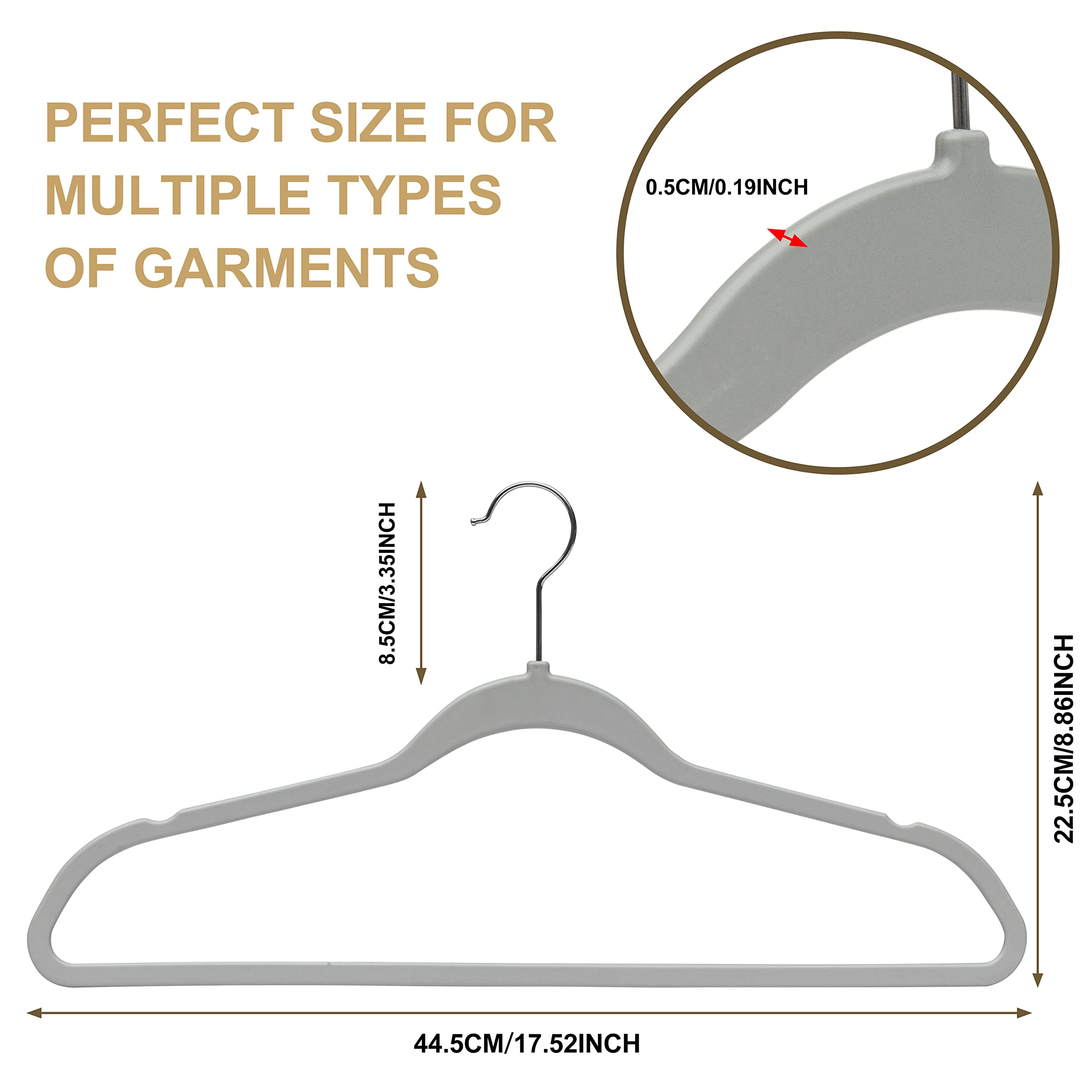 Premium 20-Pack Heavy Duty Plastic Clothes Hangers with Chrome Swivel Hooks - Space Saving Non-Slip Coat Hangers for Closet Organization - Durable Gray Hanger Set for Shirts, Pants, Jackets & Dresses (Perfect for Home, Laundry Room & Retail Stores)