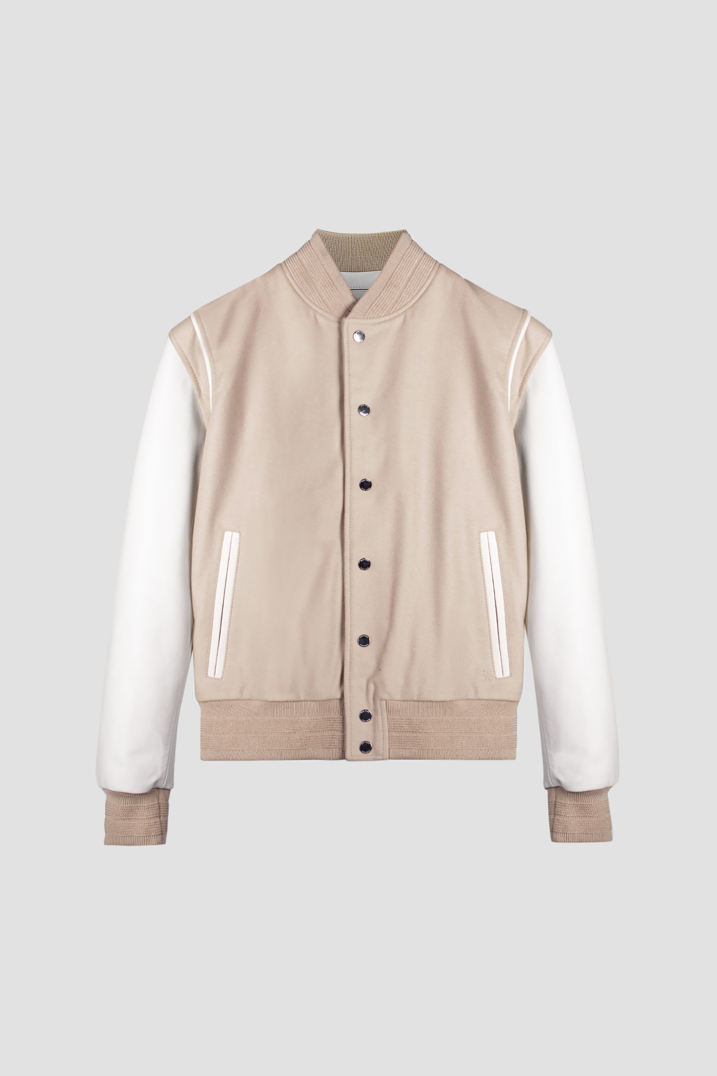 Men's Varsity Jacket in Ecru - Classic Tall Fit for Casual Wear & Street Style Fashion