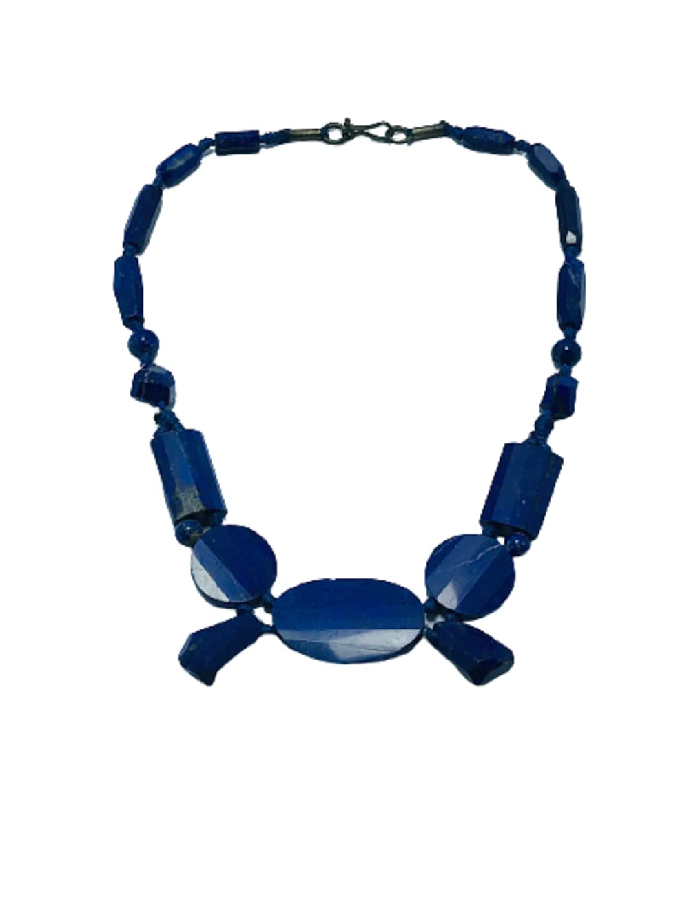 Lapis Lazuli Stone Beaded Necklace - Vintage Antique Jewelry for Women - Perfect for Boho, Spiritual Healing & Elegant Occasions
