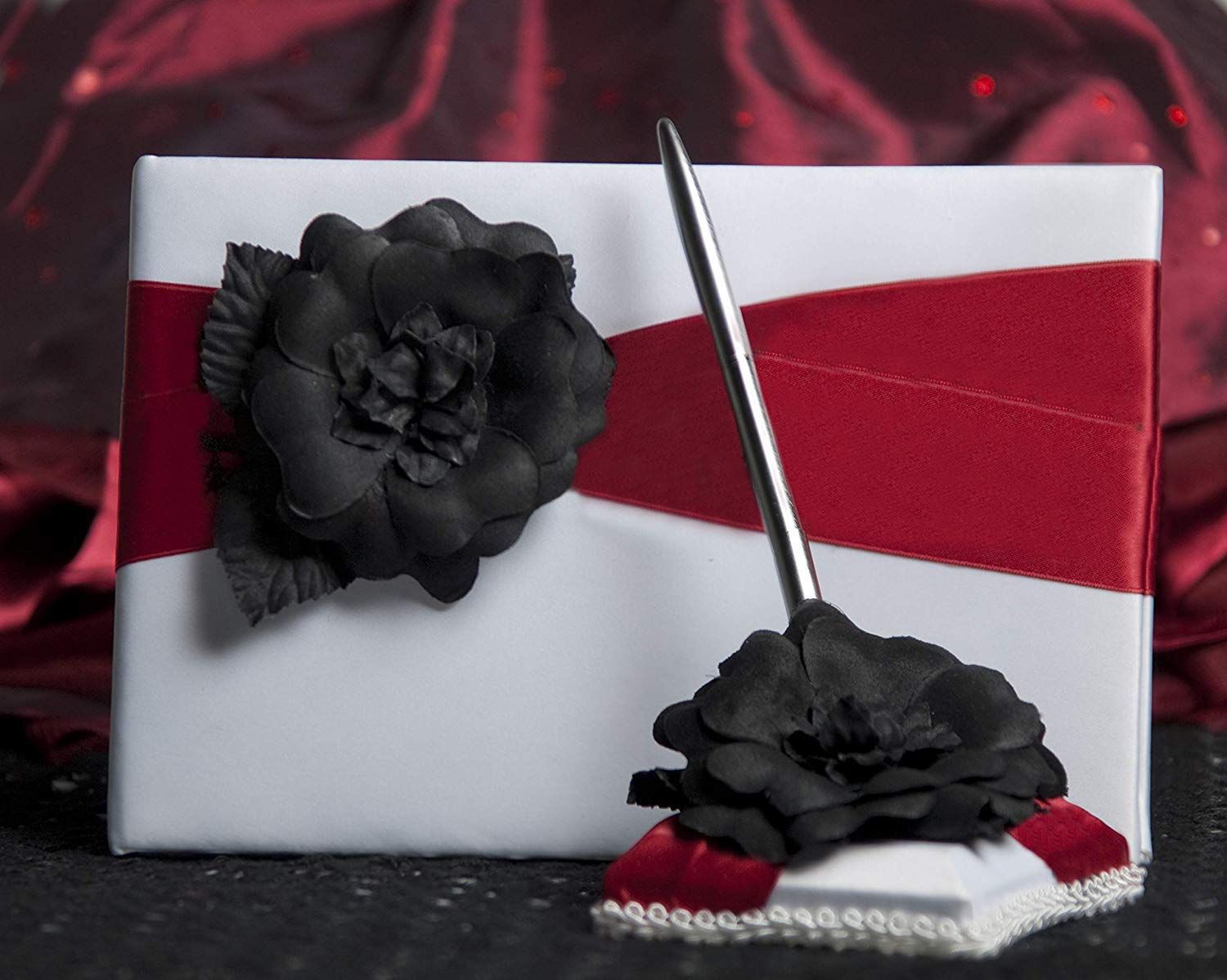 Elegant Gothic Romance Wedding Guestbook and Pen Set - Perfect for Vintage, Dark Themed Weddings & Special Events