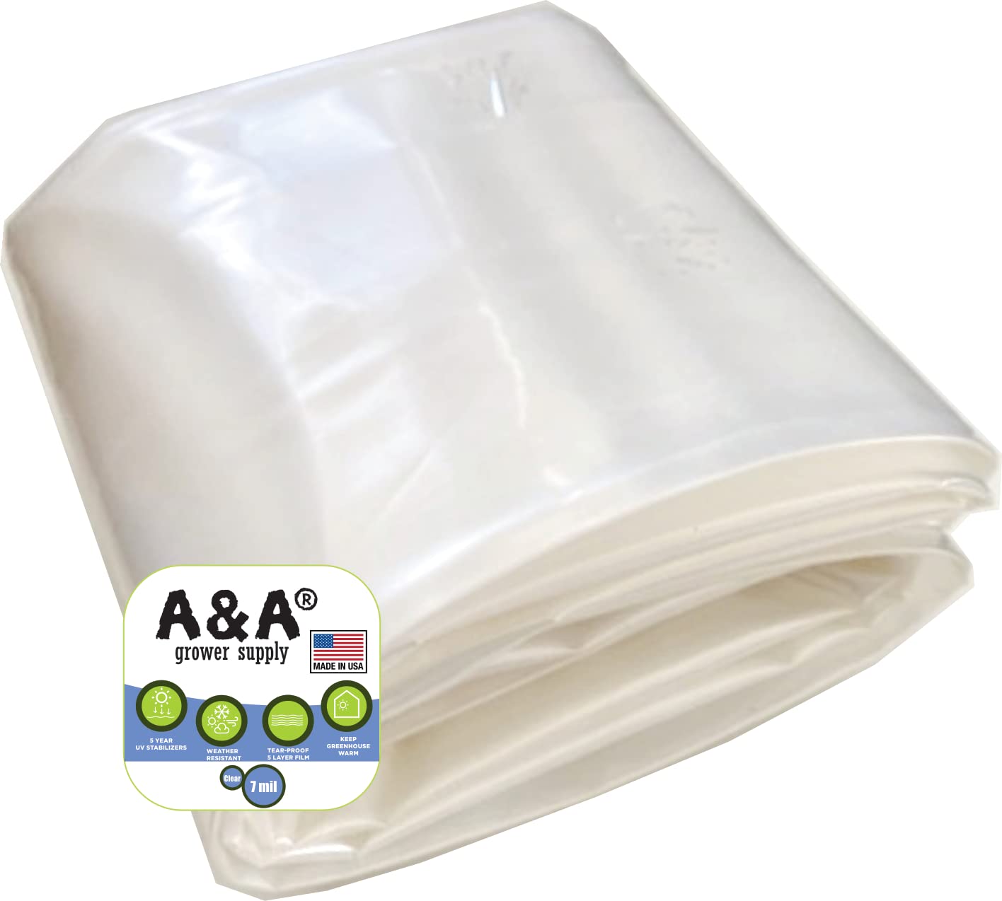 Premium 7 Mil Clear Greenhouse Plastic Film - UV Resistant, Heavy Duty Polyethylene Cover (25ft x 40ft) for 5+ Years Protection - Ideal for Greenhouses, Plant Tunnels & Garden Bed Covers