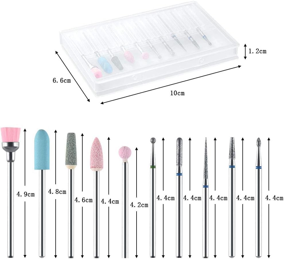 Professional RUBYFACE Nail Drill Bits Set - 10-Piece 3/32