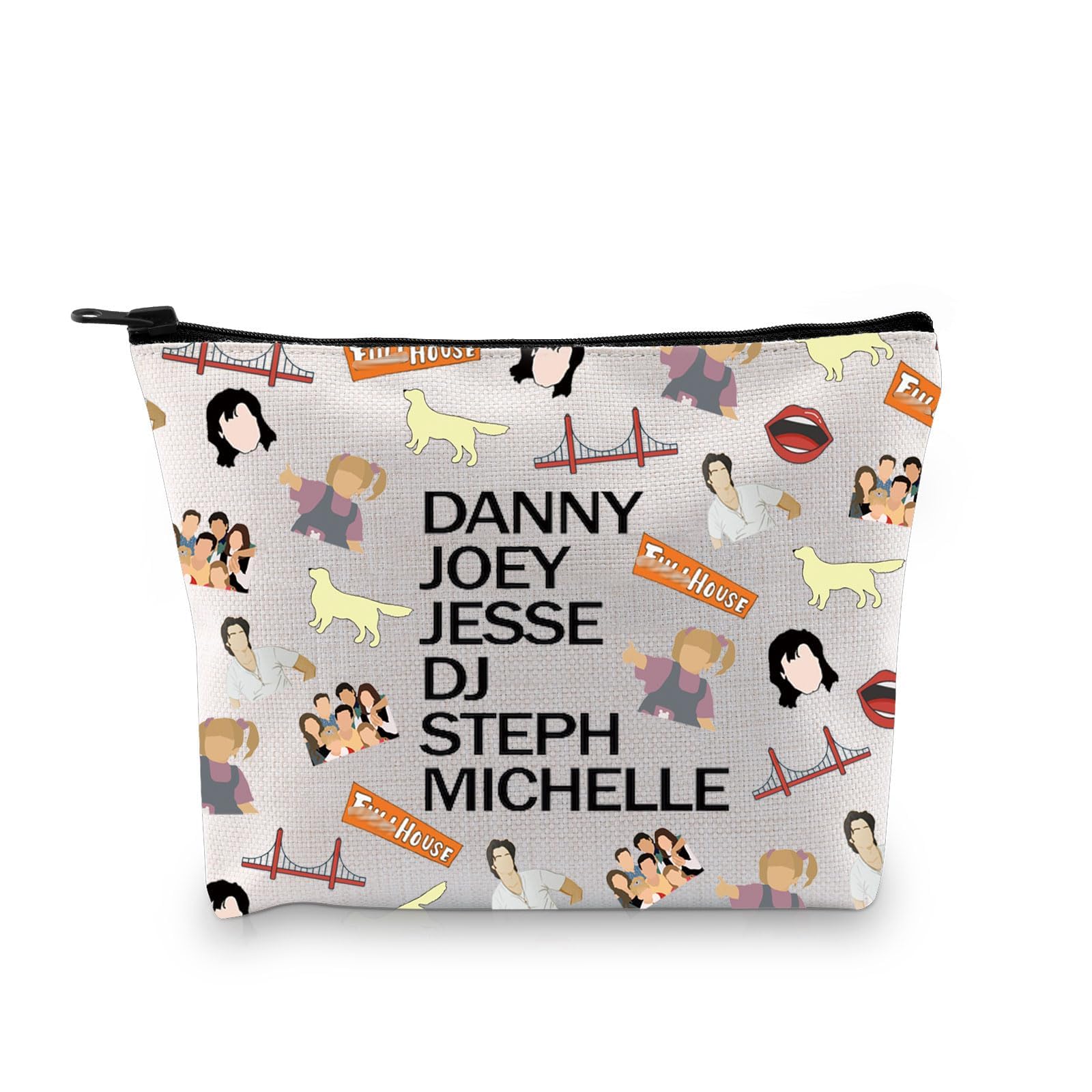 XYANFA TV Show Inspired Makeup Bag - 'Full House' & 'You Got It Dude' Themed Cosmetic Pouch with Zipper - Perfect for Fans, Travel & Daily Organization