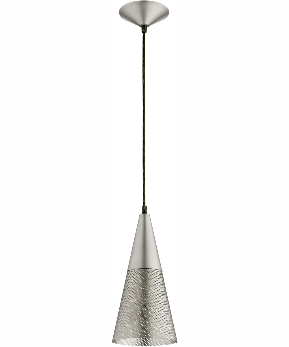 1 Light Pendant Light Fixture in Satin Nickel Finish - Modern Ceiling Lighting for Dining Room, Kitchen, or Bedroom