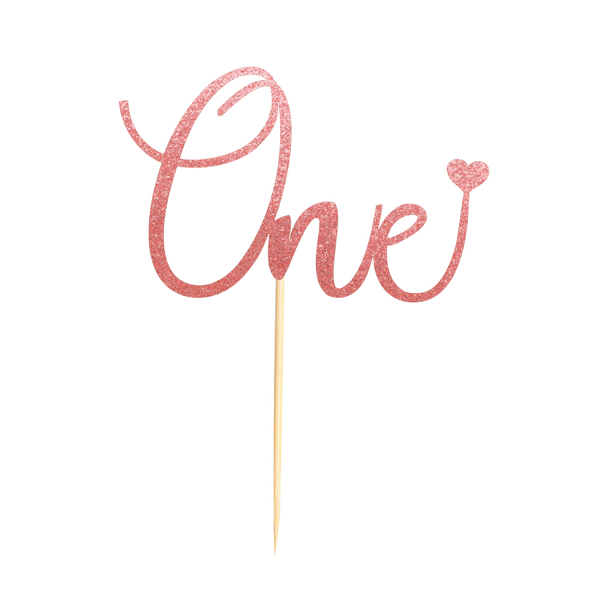 Rose Gold Glitter Heart Cake Topper for Baby's 1st Birthday Party Decorations - Baby Shower, Gender Reveal & First Birthday Cake Decor for Boys & Girls - Perfect for Birthday Celebrations, Photo Props & Party Supplies