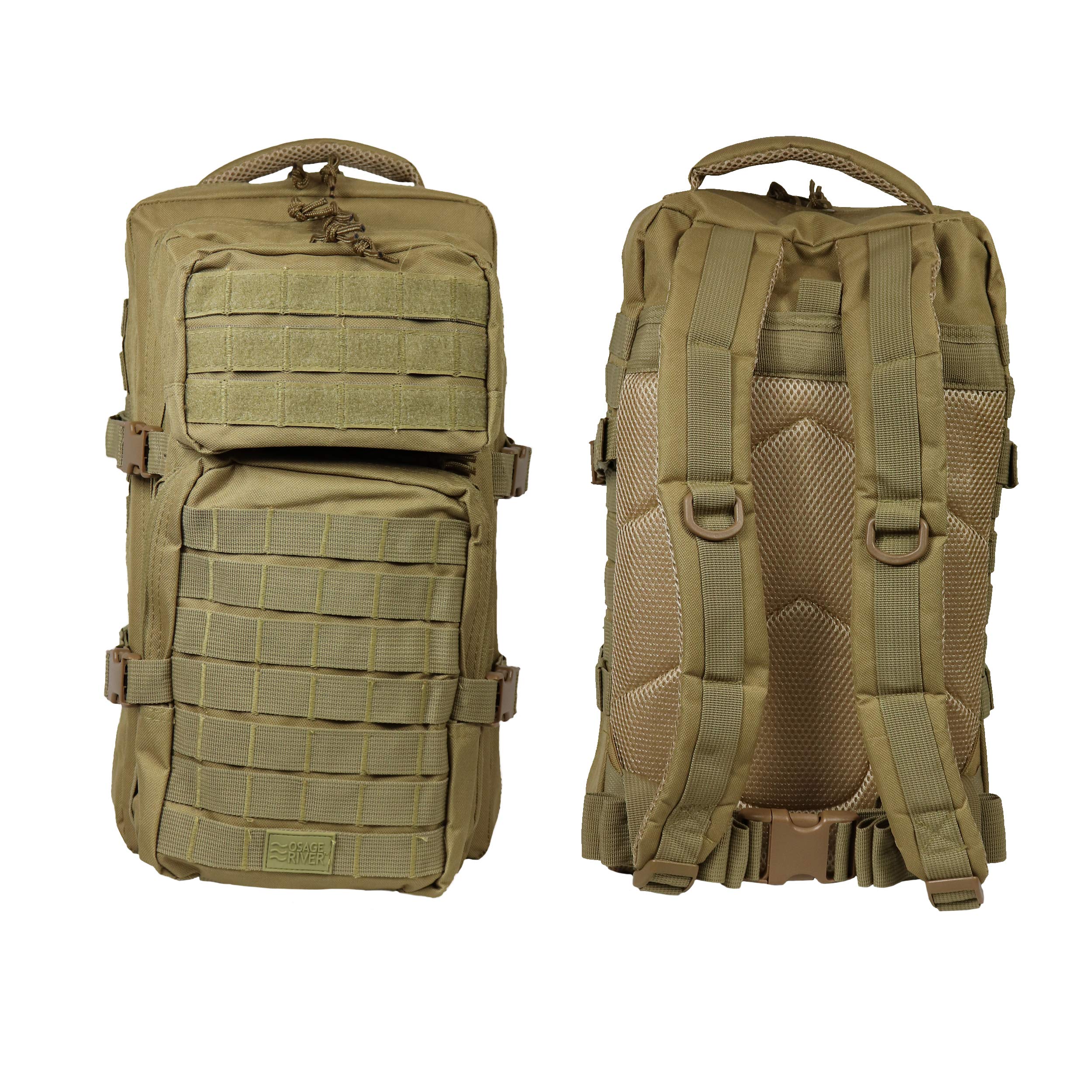 OSAGE RIVER Fishing Tackle Backpack with Rod Holder - Large Waterproof Fishing Gear Bag for Tackle Trays & Boxes - Ideal for Bass Fishing, Camping, Travel & Hunting (Khaki) - Perfect for Outdoor Adventures & Fishing Trips