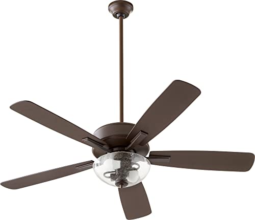 Quorum 4525-2286 Ovation 52-Inch Ceiling Fan with LED Light Kit, Oiled Bronze Finish - Perfect for Living Room, Bedroom, and Outdoor Covered Patio