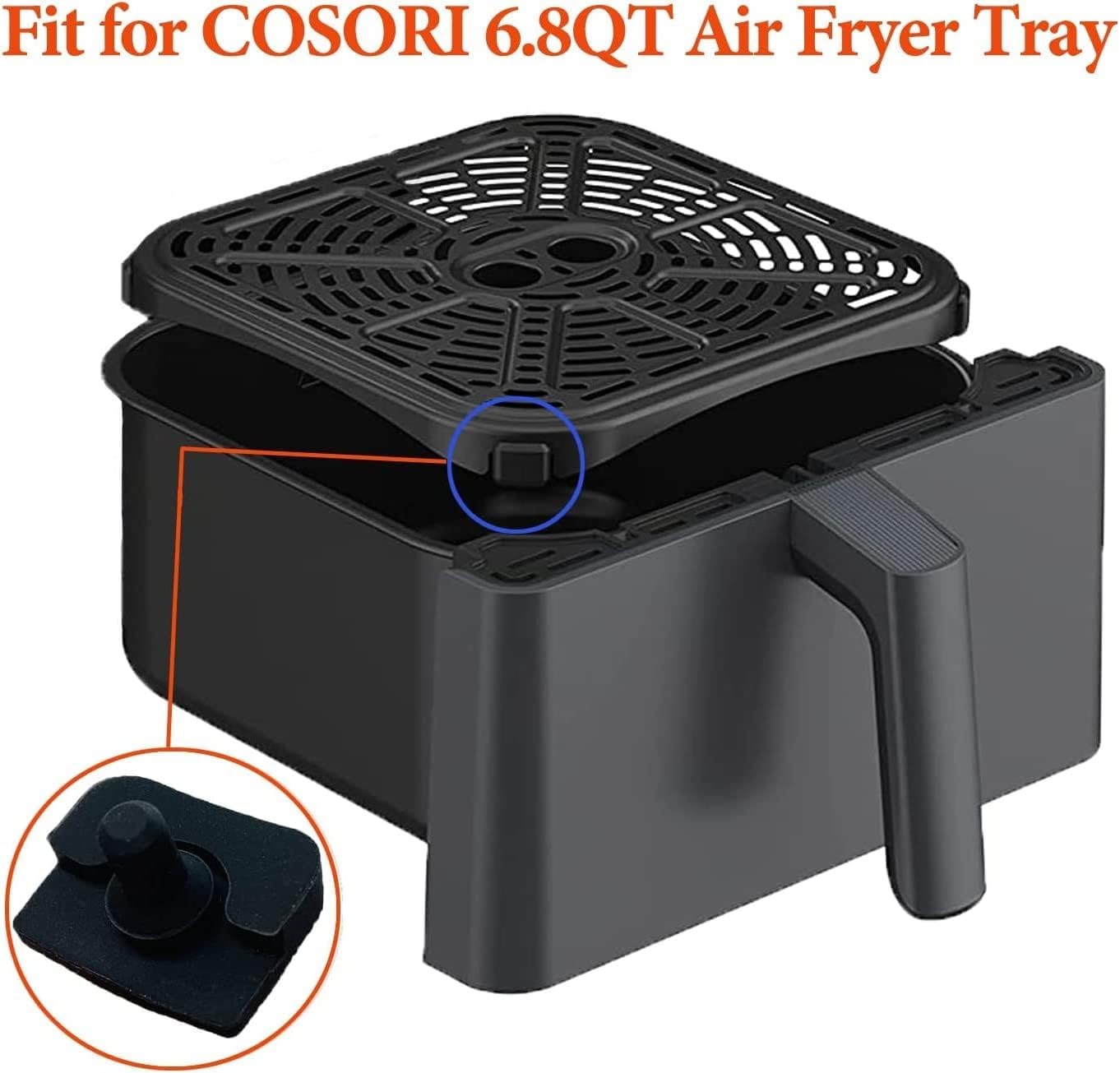 8PCS Premium Silicone Rubber Feet for COSORI 6.8QT Air Fryer - Non-Slip Leg Bumpers, Stoppers & Spacers Replacement Parts - Perfect for Kitchen Counter Protection & Stability