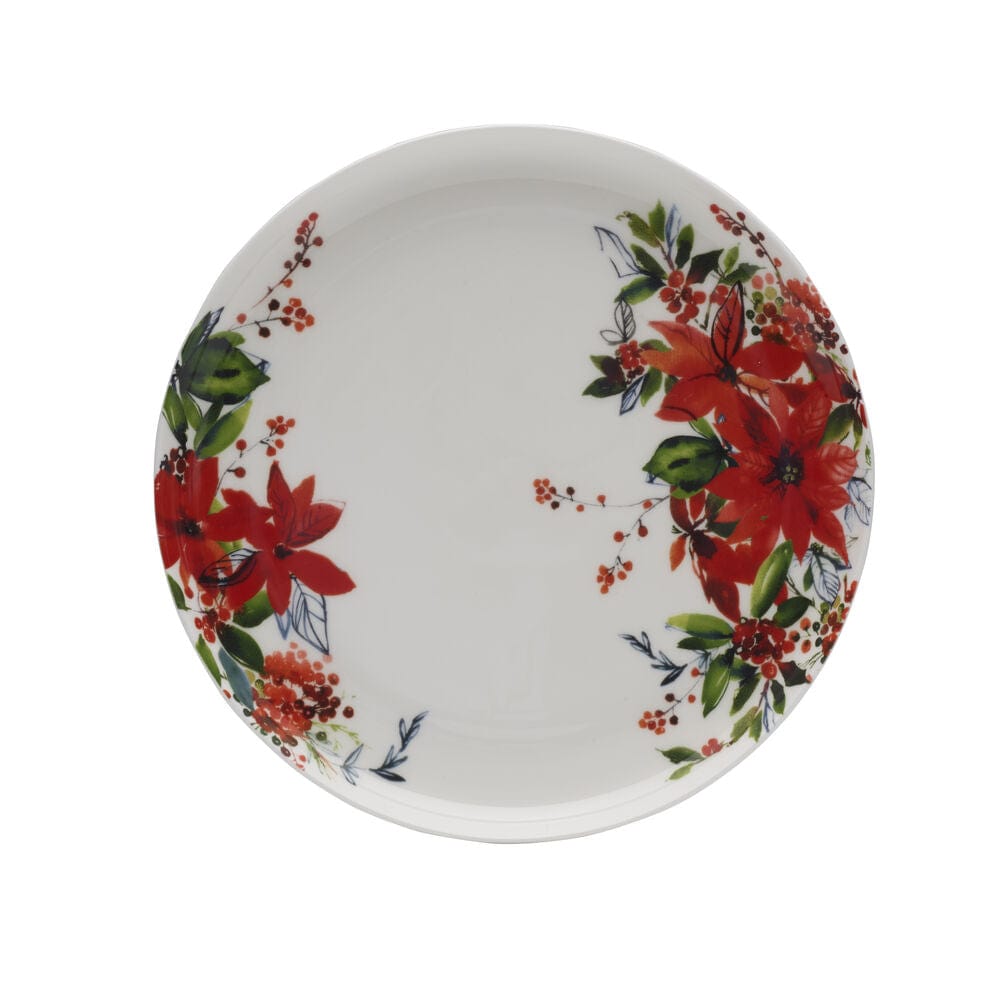 16-Piece Winter Poinsettia Dinnerware Set - Service for 4 | Elegant Holiday Tableware for Christmas Dinner & Festive Gatherings