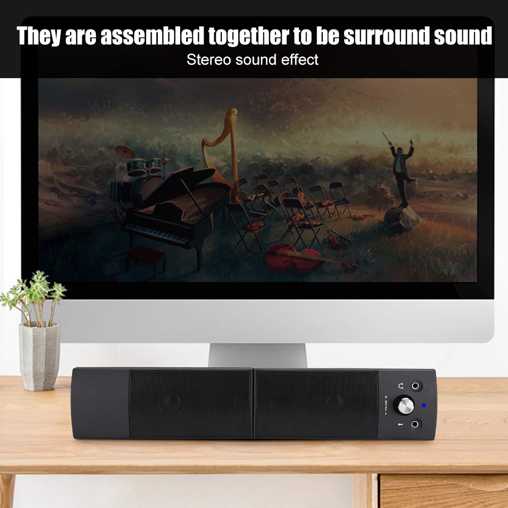 Hakeeta Wired Computer Audio Speaker V-117, Stereo Bass Surround Sound for Home, Desktop, Laptop, Gaming & Music