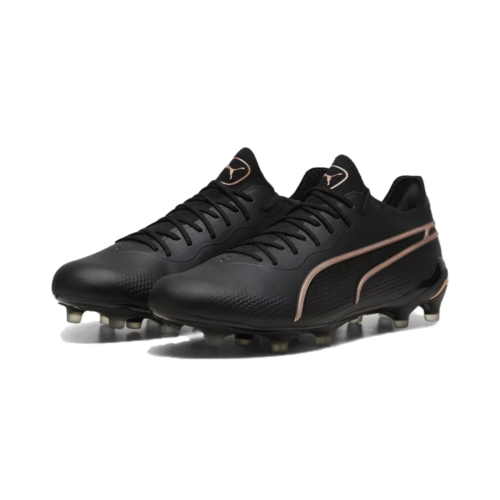 Puma King Ultimate FG/AG Soccer Cleats for Men - Black/Copper Rose Football Shoes | Perfect for Turf & Artificial Grass Fields, Competitive Matches & Training Sessions