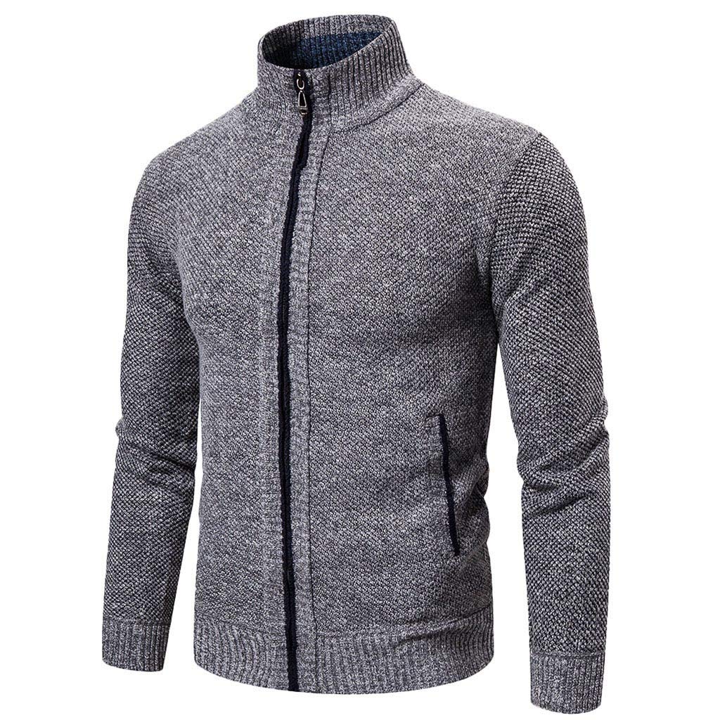 SHAOBGE Men's Fall Winter Hooded Jacket - Turtleneck Zipper Long Sleeve Knitted Sweater Coat for Cold Weather | Casual Outerwear for Streetwear & Daily Wear