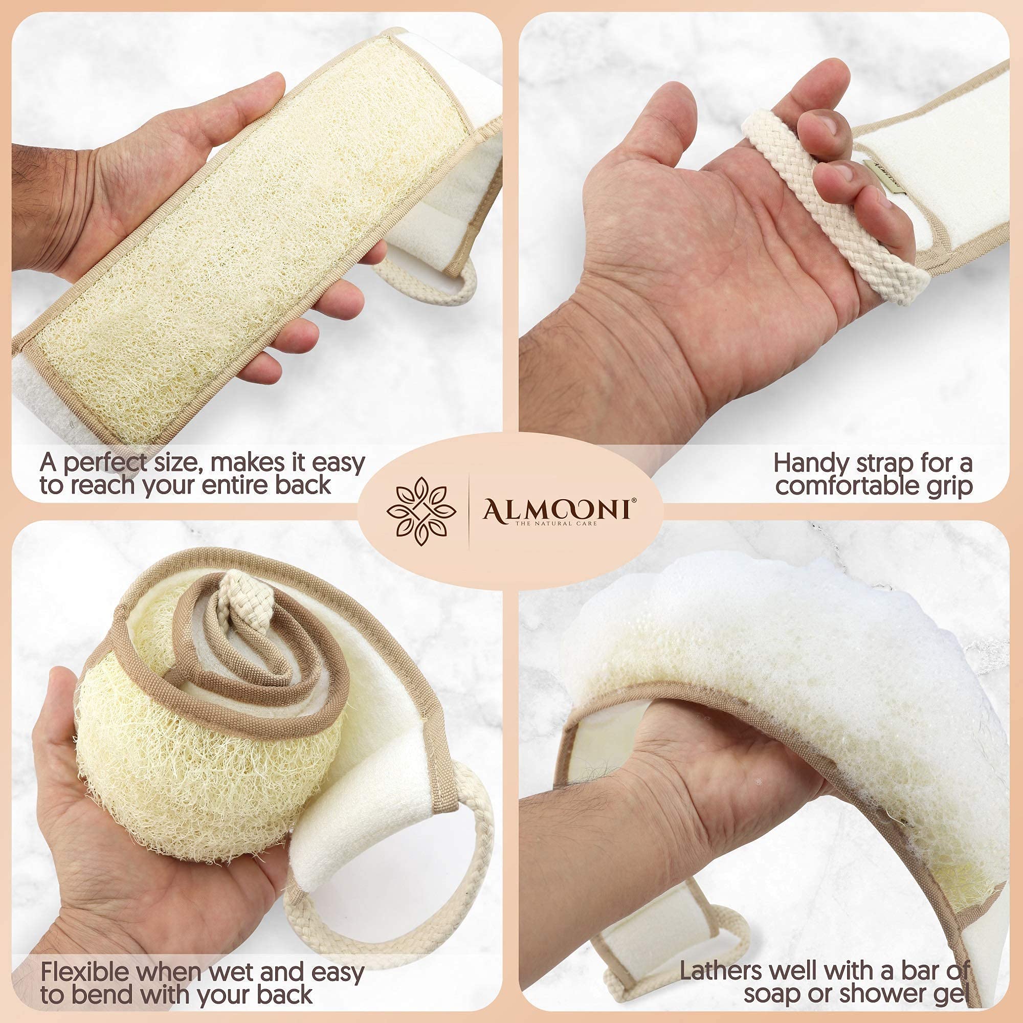 Premium Natural Egyptian Loofah Pad - Exfoliating Body & Back Scrubber for Deep Cleansing | Shower Sponge for Smooth Skin | Perfect for Daily Use & Spa Days