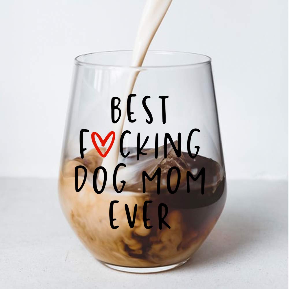 Perfectinsoy Best Dog Mom Ever Wine Glass - Funny Dog Lover Gift for Women, Dog Owners, Grandmas & Pet Lovers - Ideal for Sisters, Friends, Colleagues & Neighbors - Perfect Birthday, Mother's Day & Christmas Present for Dog Moms - Enjoy Wine Nights with Your Furry Friend