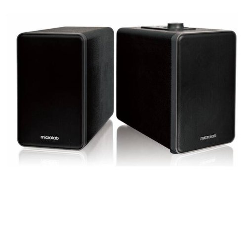 5-Pack Microlab H21 Wireless Bluetooth Bookshelf Speakers - Premium Real Wood & Leather Cabinets, Versatile Connectivity for Home Theater, Office & Gaming (Black)