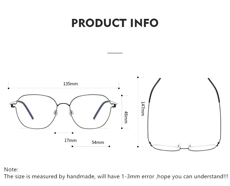 Stylish Aimee Unisex Full Rim Oval Square Screwless Titanium Eyeglasses Frame 5417 - Lightweight & Durable for Work, Reading & Everyday Wear