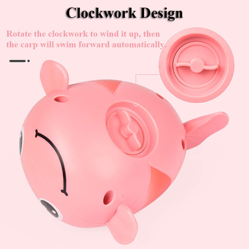 Wind-Up Swimming Carp Bath Toy for Toddlers & Kids - Floating Windup Fish Toy for Bathtub Fun, Pink - Perfect for Bath Time Play & Learning