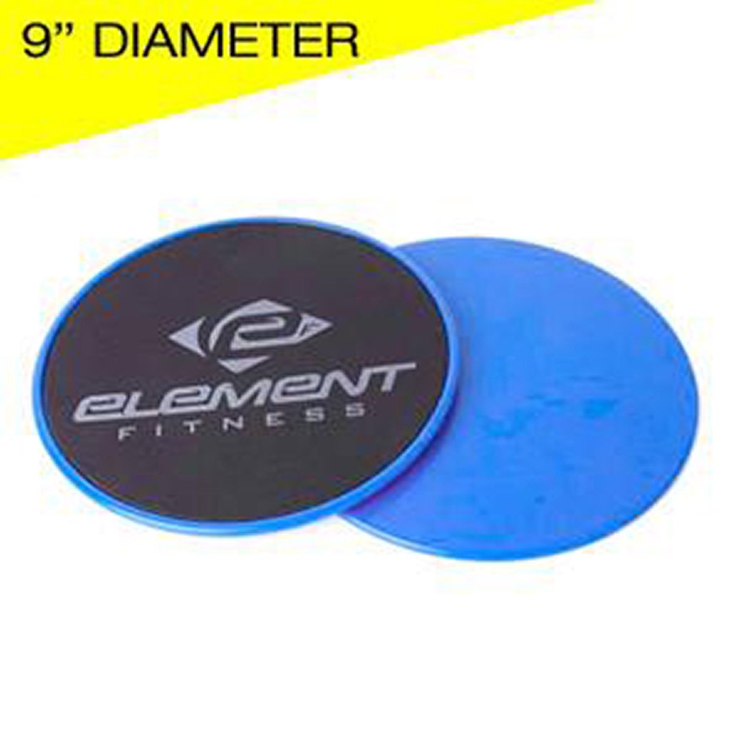 Element Fitness XL Power Gliding Discs Set - 9 Inch Non-Slip Exercise Sliders for Home Workouts, Core Training & Full Body Fitness - Perfect for Hardwood Floors & Carpet Use
