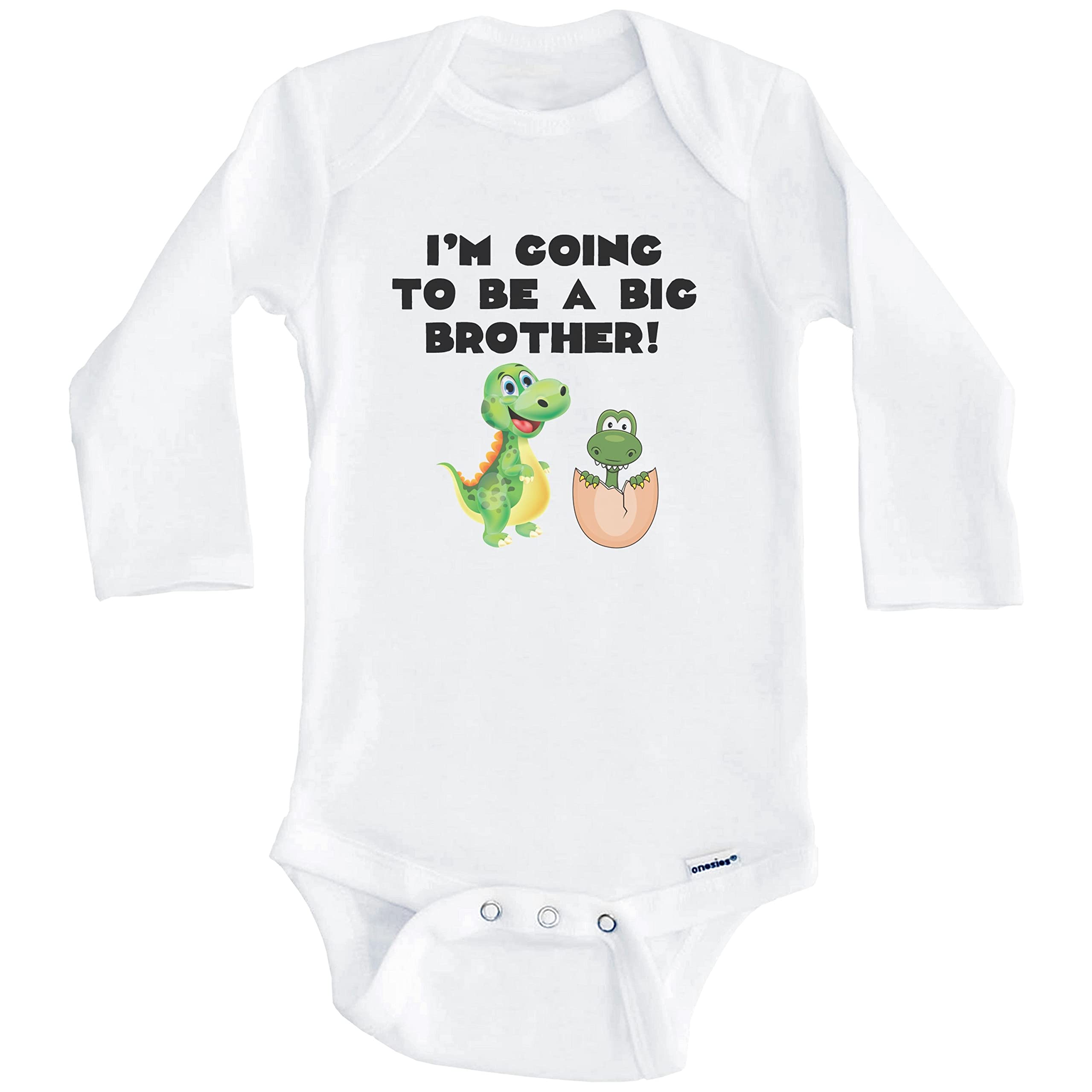 I'm Going to Be A Big Brother Dinosaur Baby Bodysuit - New Baby Announcement Sibling Outfit, Long Sleeve Infant Romper for Boys & Girls - Perfect for Gender Reveal, Baby Shower Gifts & Newborn Photo Shoots