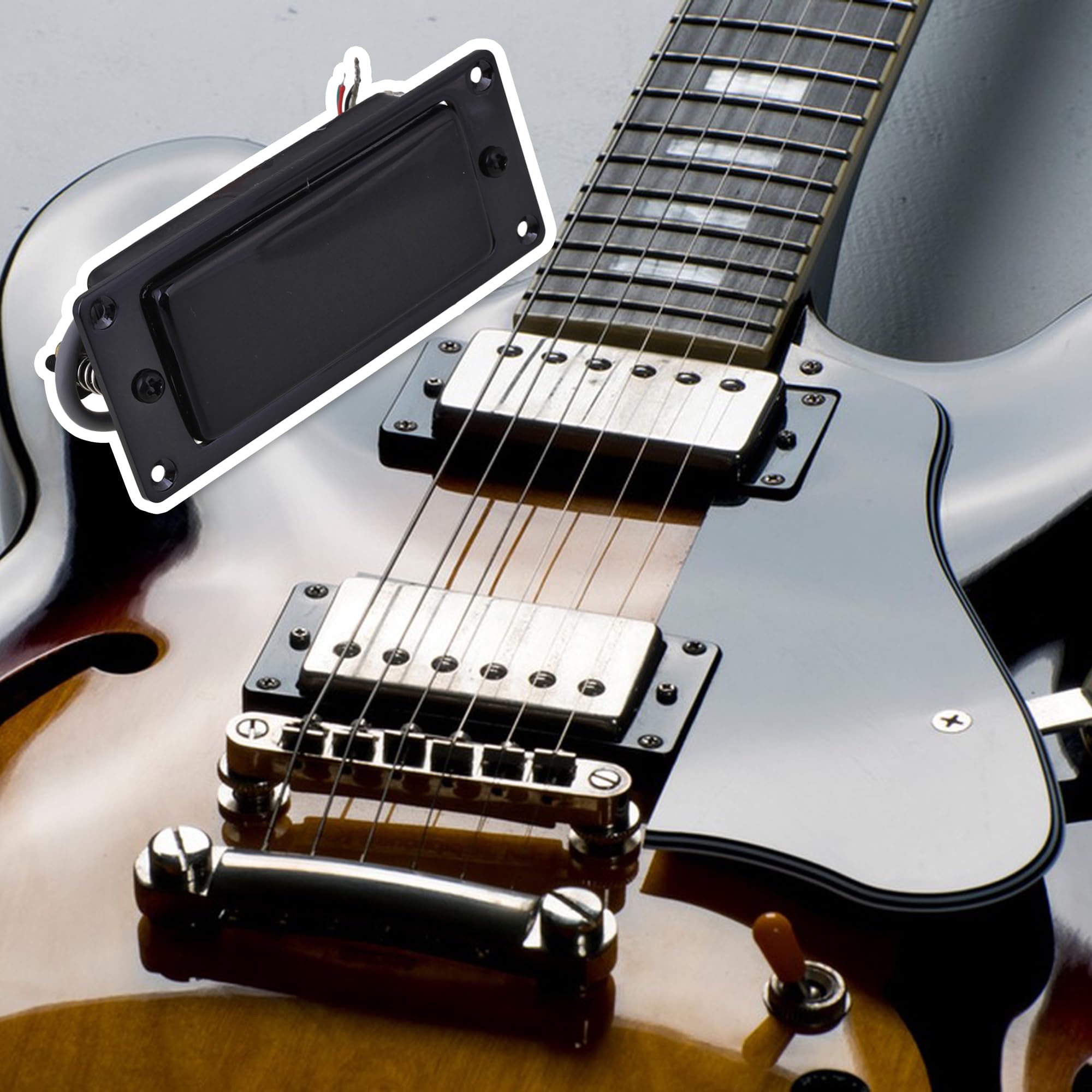 Black Sealed Mini Humbucker Pickup Set for Electric Guitar - 7.2k Resistance - Perfect for Blues, Rock & Jazz Performances