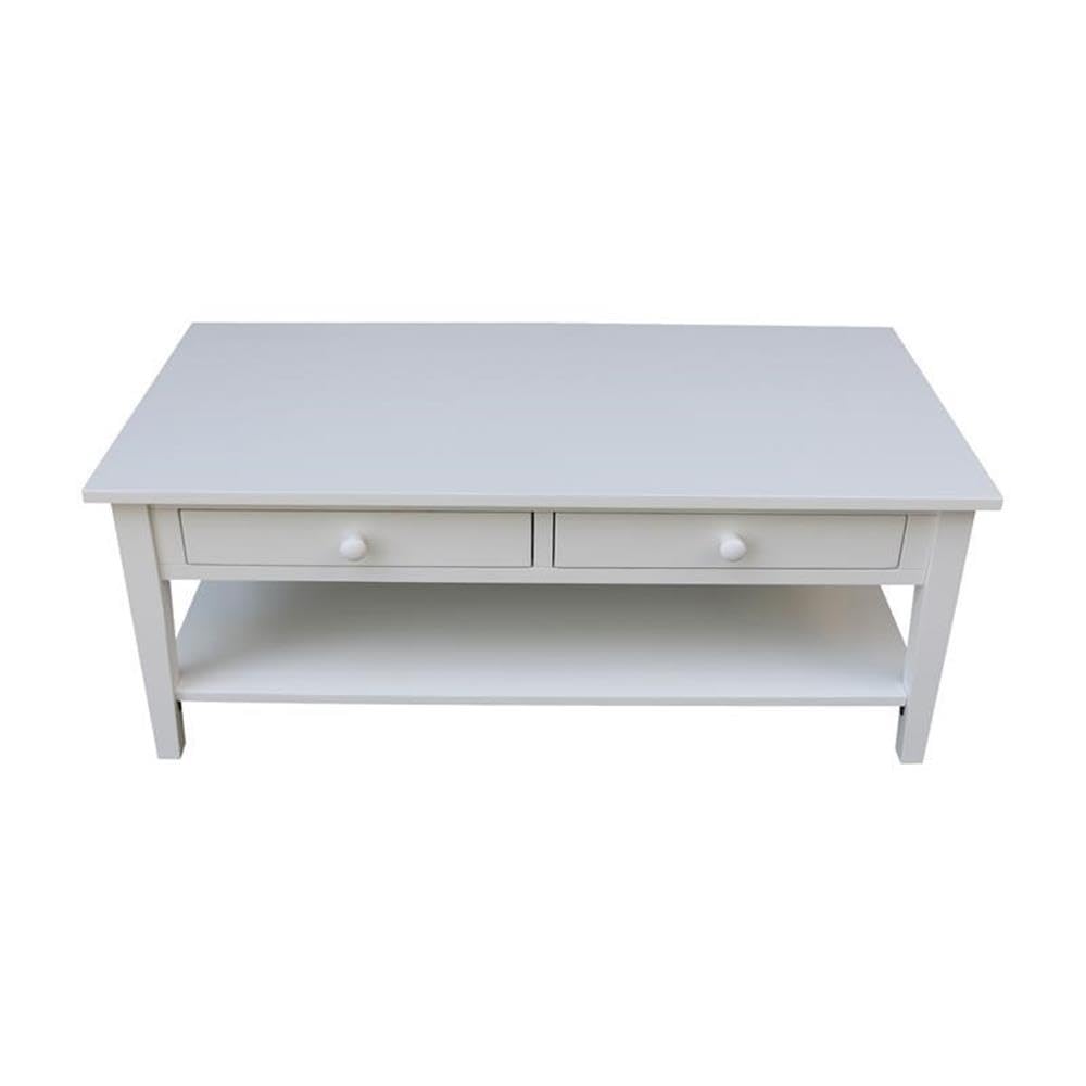 IC International Concepts Solid Wood Spencer Coffee Table - Modern Farmhouse Style Living Room Furniture for Home Decor & Entertainment Spaces