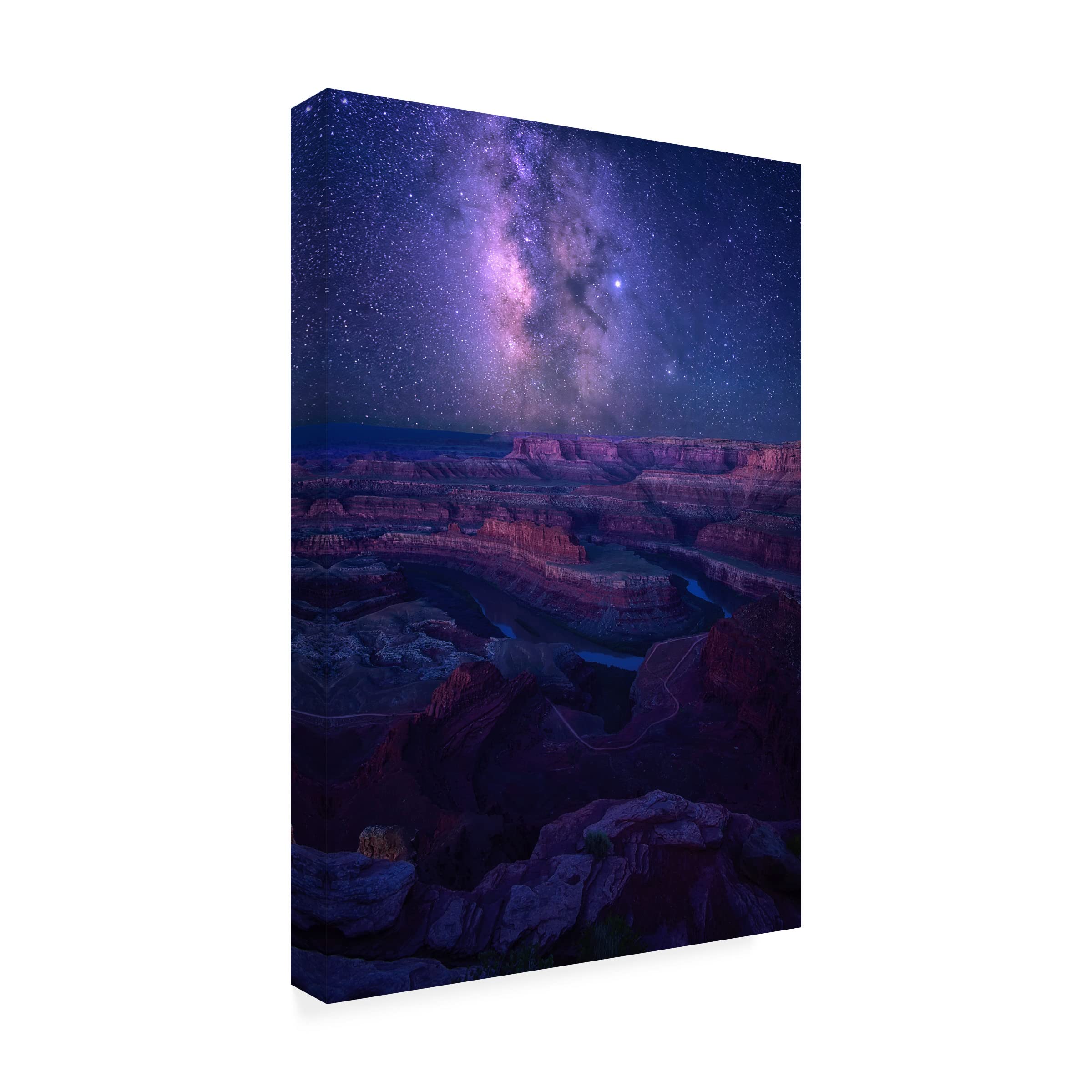 Milky Way Over Dead Horse Point Canvas Wall Art Print by Mei Xu - Stunning Night Sky Landscape Painting for Living Room, Bedroom & Office Decor