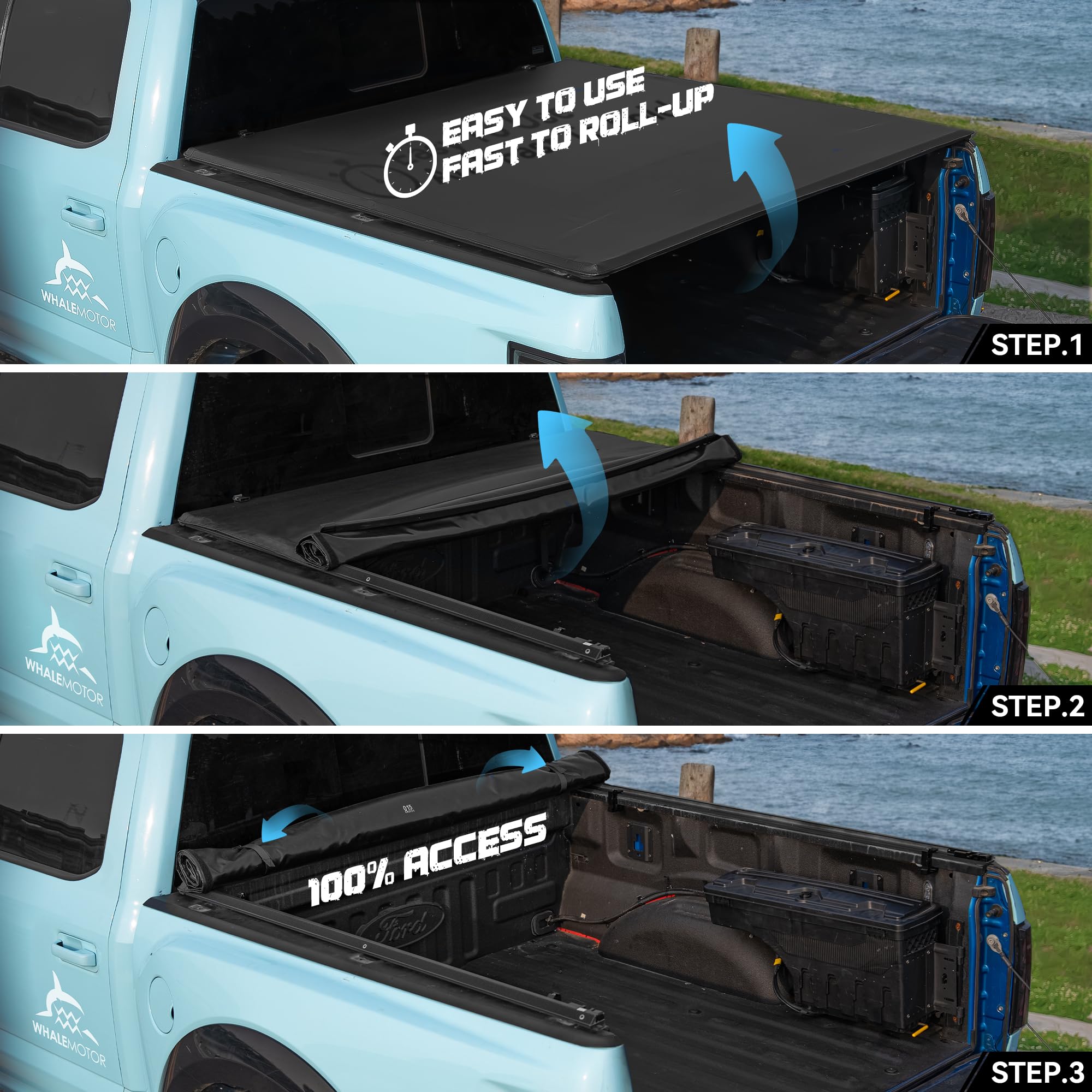 Dodge Ram 1500/2500/3500 Truck Bed Tonneau Cover - Soft Roll Up Style for 6.4 ft Standard Box (2002-2024 Models, Excludes 2019-2024 1500 New Body & Rambox) | Weatherproof Protection for Cargo & Outdoor Gear