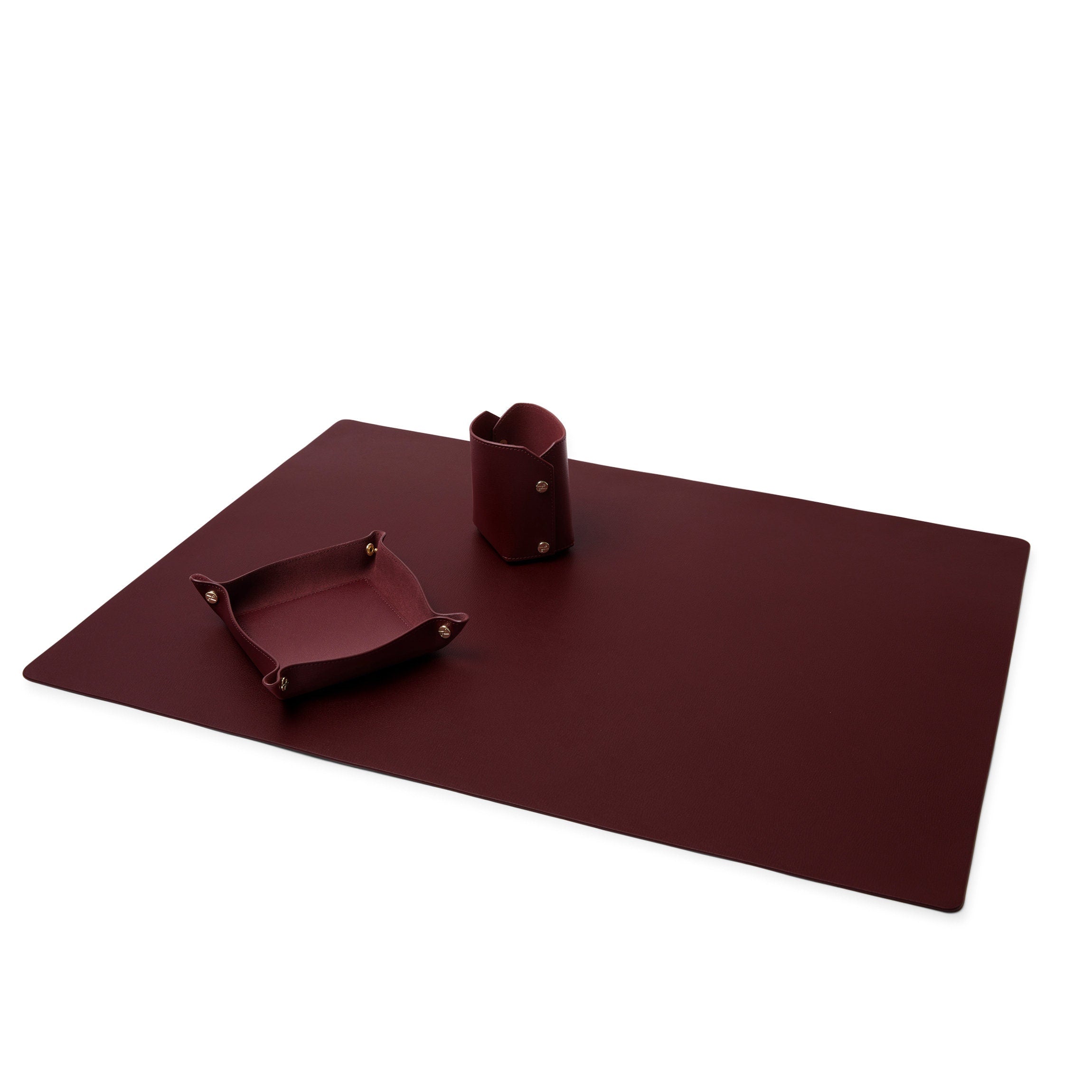 Elegant Oxblood Modern Desk Set - Stylish Office & Home Workspace Accessories for Productivity & Organization