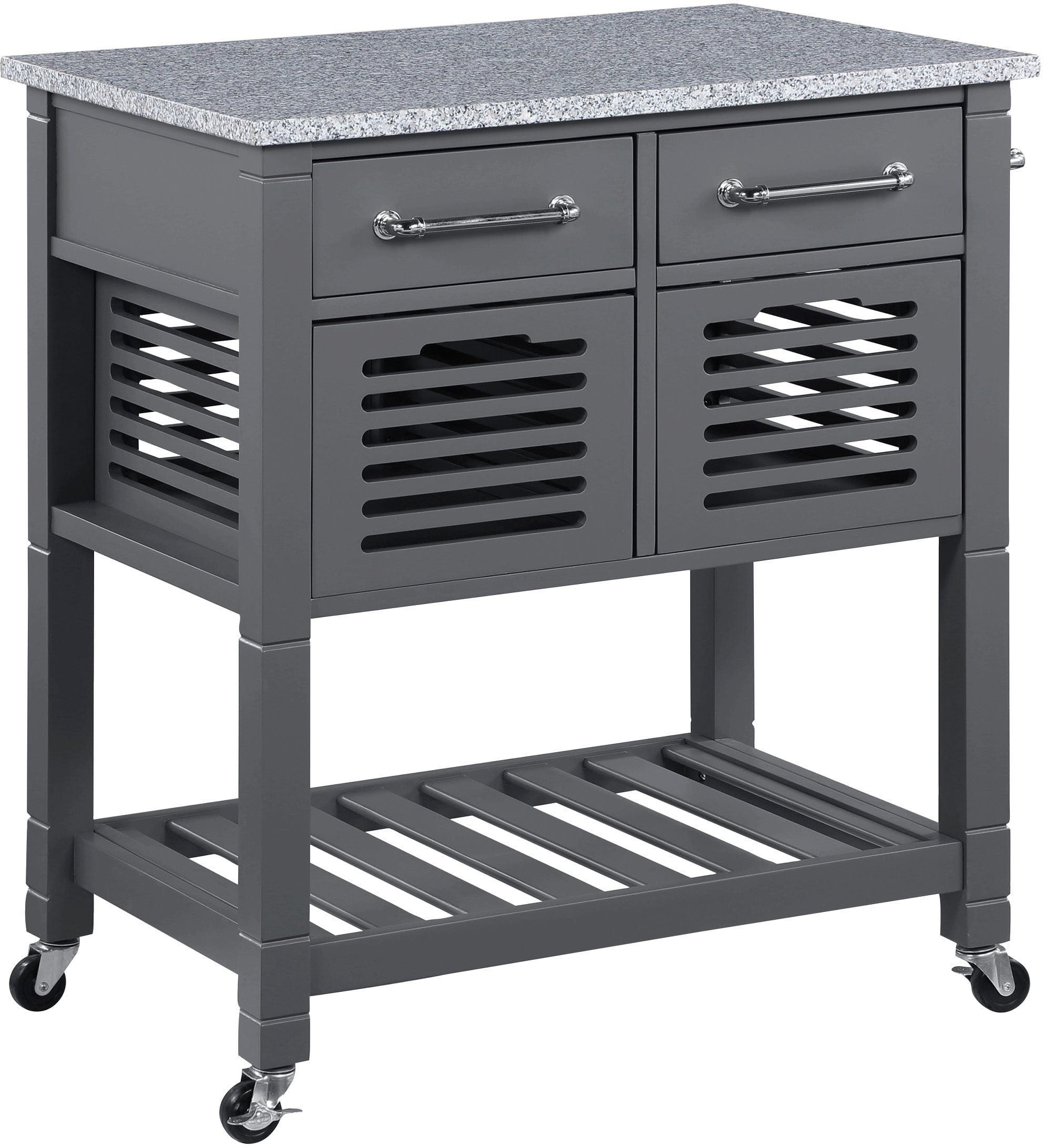 Office Star Stafford Kitchen Cart with Wheels - Mobile Kitchen Island with Storage Shelf & Towel Rack - Perfect for Small Spaces, Apartments & Dorm Rooms - Ideal for Food Prep, Extra Counter Space & Kitchen Organization