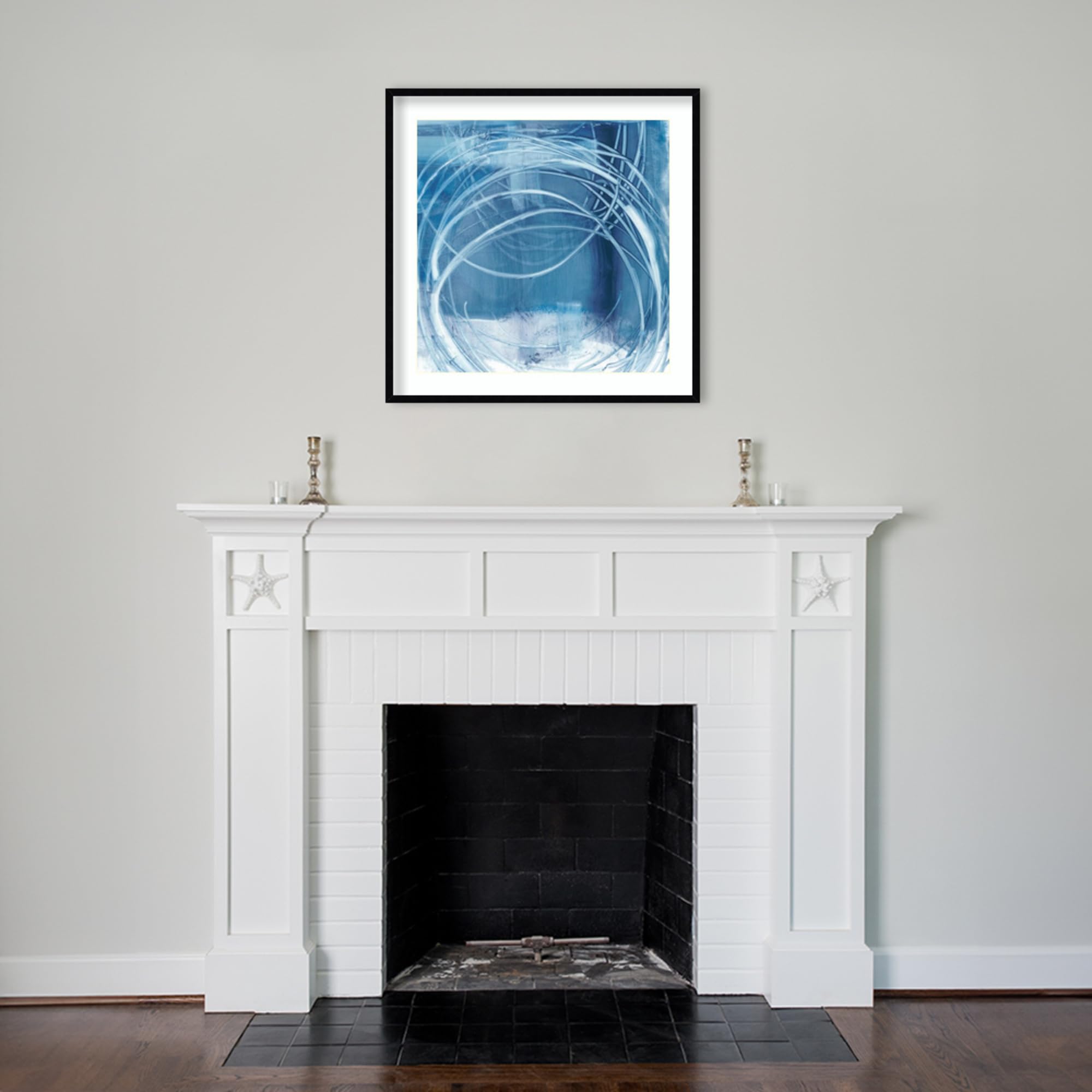 Amanti Art Framed Wall Art Print 33x33 - Indigo Expression I by Ethan Harper | Abstract Modern Contemporary Decor | Large Poster Painting for Living Room, Bedroom, Bathroom & Kitchen | Perfect for Home Office, Dining Area & Entryway Decor