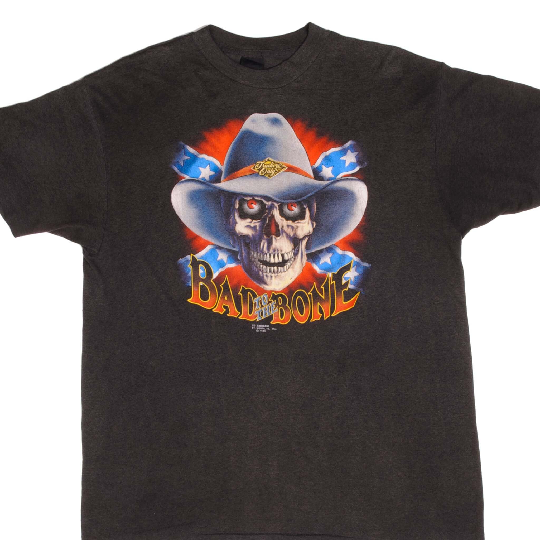 Vintage 3D Emblem Trucker 1988 Tee Shirt - Large Size, Made in USA - Perfect for Retro Fashion Lovers & Vintage Collectors