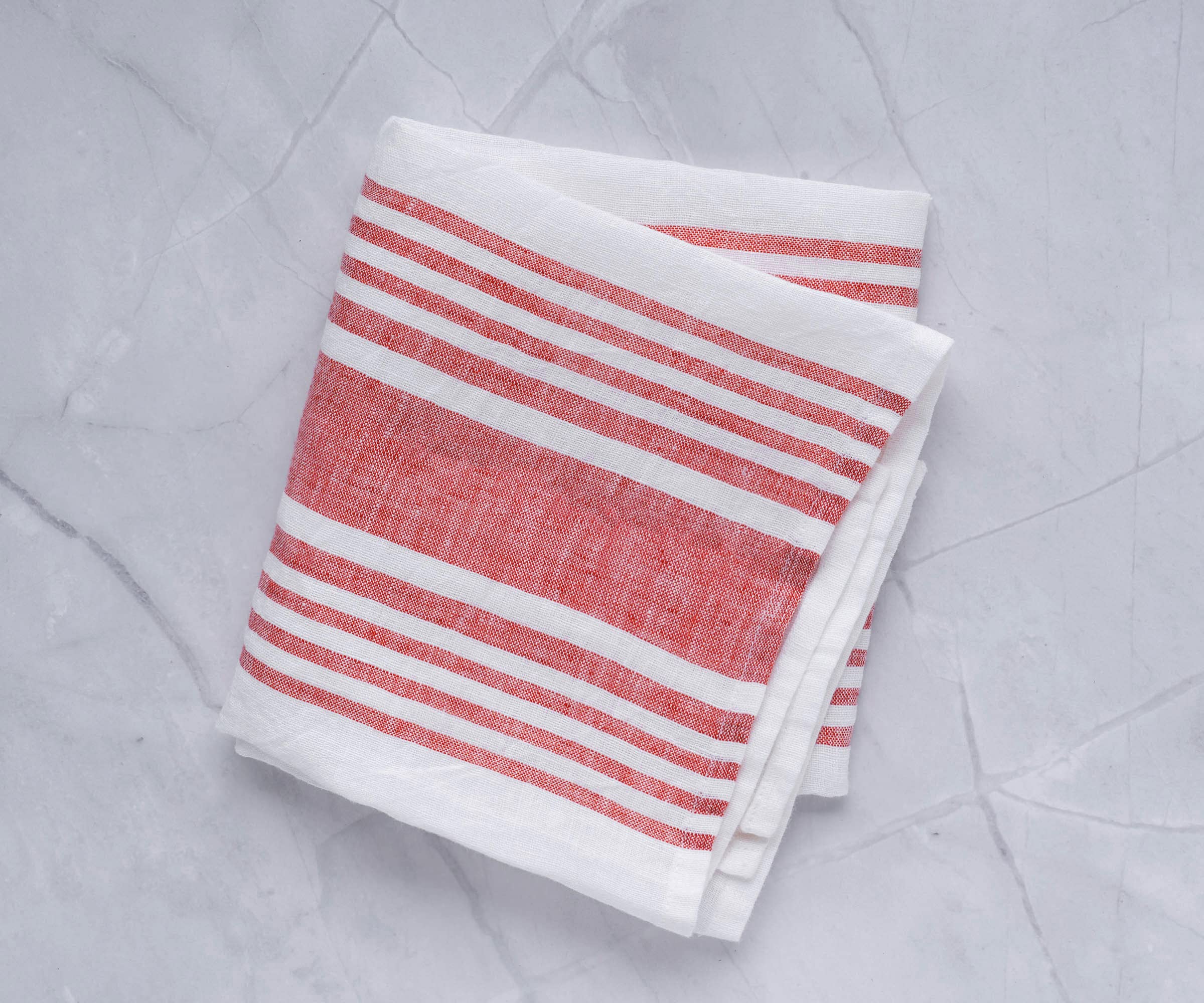 Premium 100% Linen Kitchen Towels Set of 2 - Super Absorbent & Quick-Drying Dish Cloths - French Striped Farmhouse Tea Towels 18x28 Inches (Red & White) - Perfect for Drying Dishes, Cleaning Countertops & Rustic Kitchen Decor