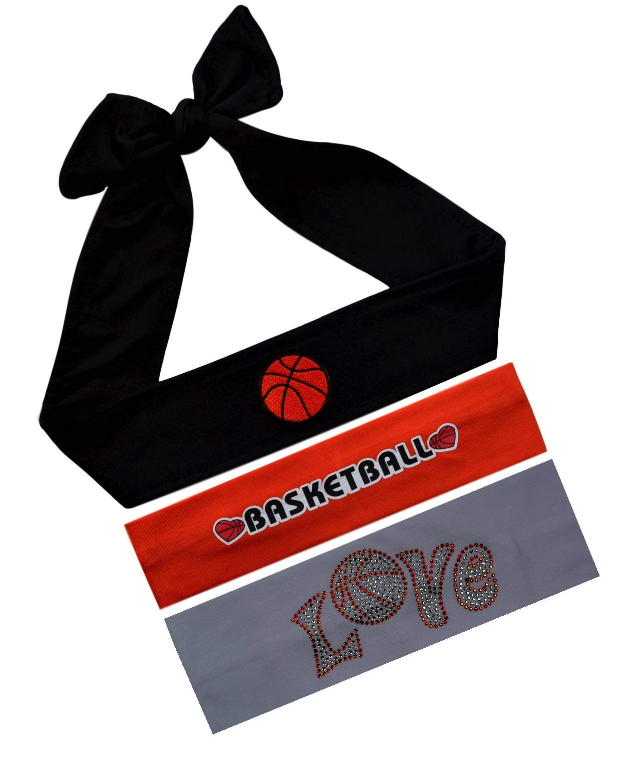 Funny Girl Designs Basketball Player Set of 3 Cotton Stretch Sport Headbands - Perfect for Basketball Games, Workouts & Sports Activities