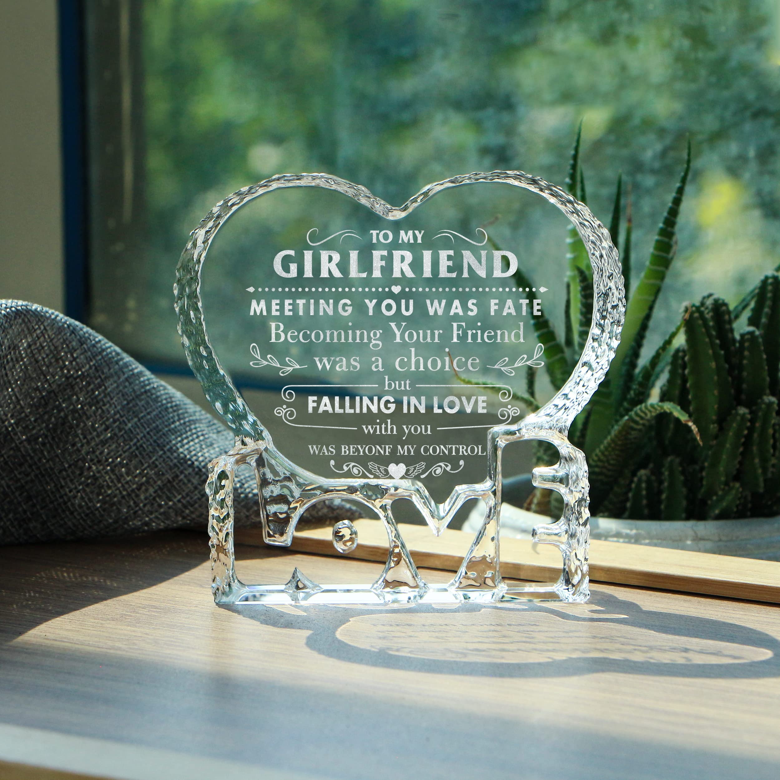 Personalized Heart-Shaped Crystal Anniversary & Birthday Gifts for Girlfriend - Romantic Couples Keepsake for Christmas, Valentine's Day & Special Occasions - Perfect for Home Decor, Wedding Anniversaries & Thoughtful Surprises