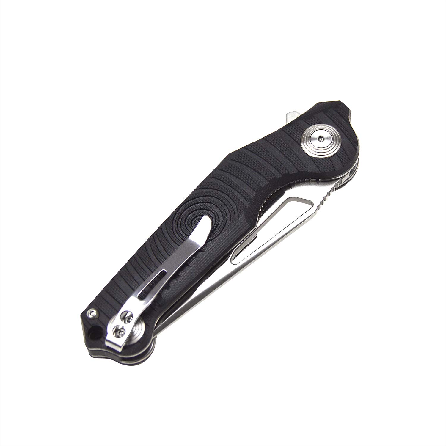 **Harnds Time Folding Knife - Sandvik 14C28N Steel Blade, G10 Handle, Pocket Clip - EDC, Camping, Hiking & Outdoor Survival (Black)**