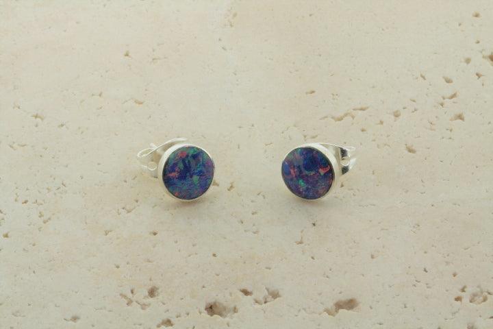 Opal Stud Earrings - Elegant Circle Grape Gemstone Jewelry for Women - Perfect for Parties, Weddings & Everyday Wear
