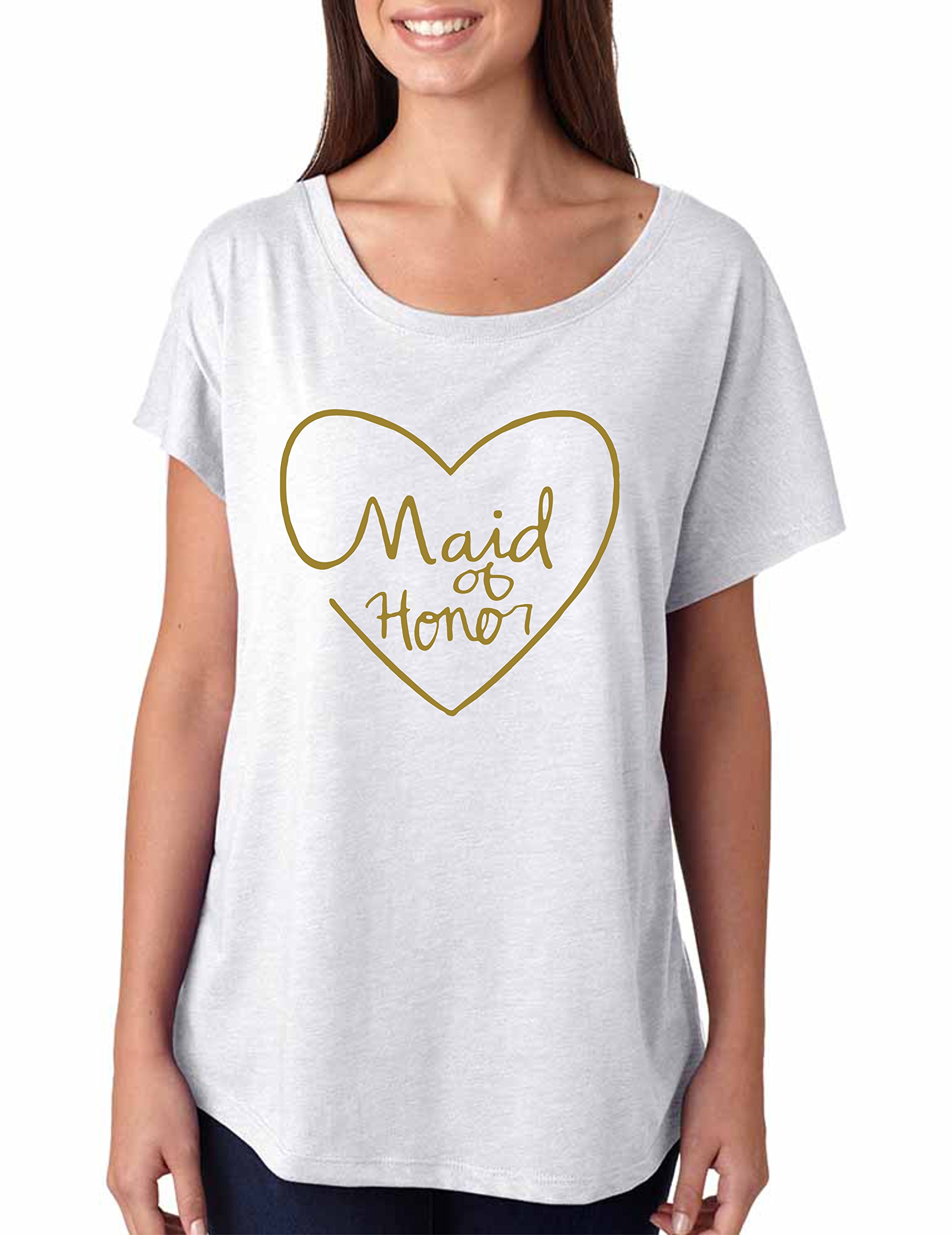 ALLNTRENDS Women's Dolman Sleeve T-Shirt - Metallic Gold Bachelorette Party Shirt with Honor Heart Design | Perfect for Bridal Showers, Girls' Night Out & Bachelorette Events