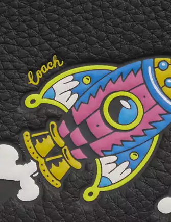 Coach Cosmic Zip Card Case with Rocket Print - Stylish Wallet for Credit Cards & ID - Perfect for Travel, Work, and Everyday Use