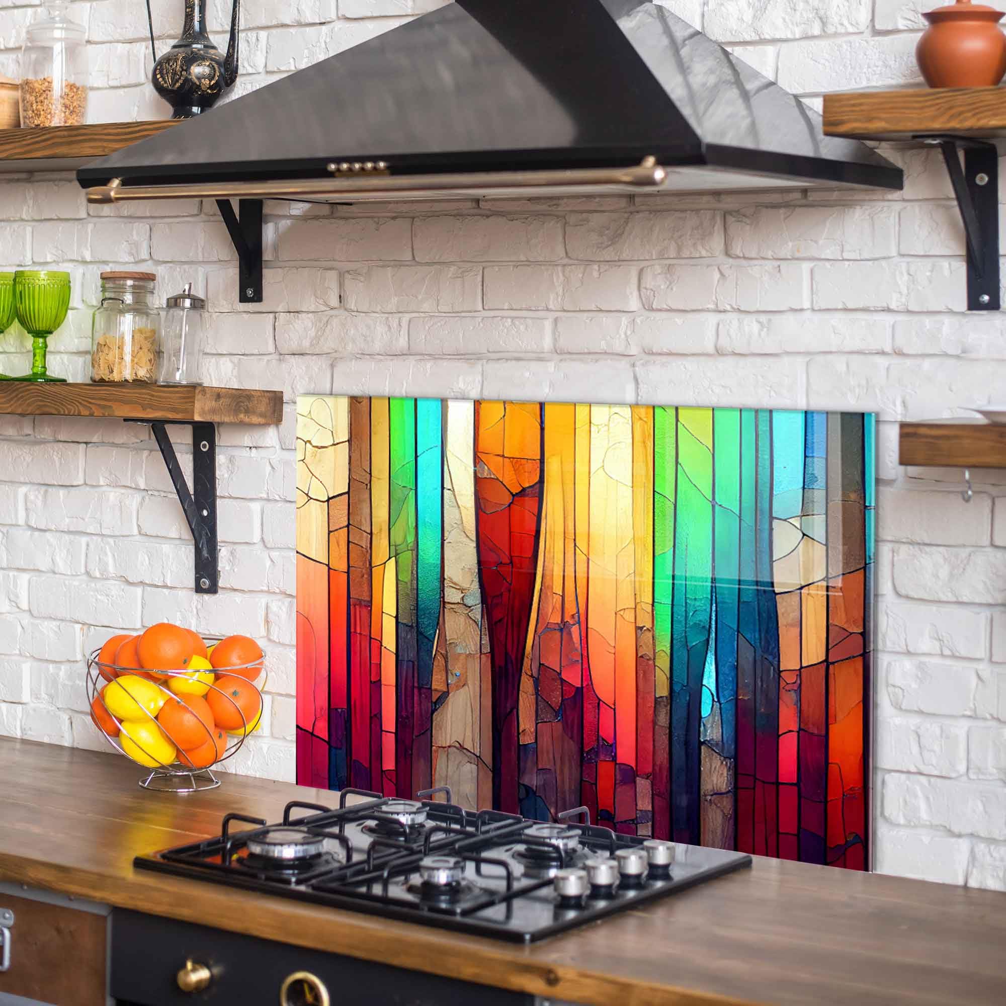 Premium Tempered Glass Kitchen Backsplash - 30x24