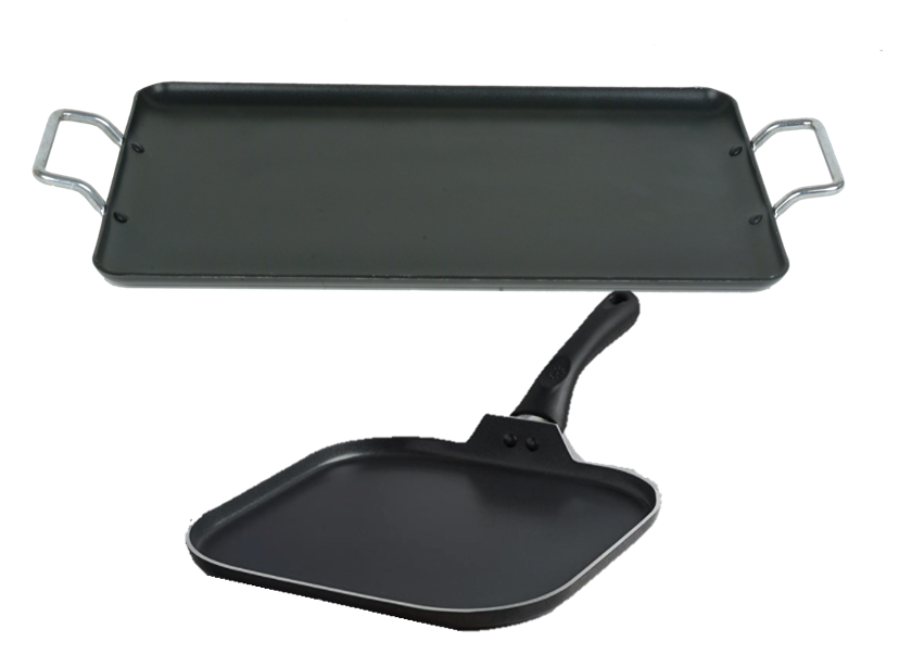 2-Pack Non-Stick Square & Rectangular Griddle Set - Perfect for Gas Stoves, Camping & Outdoor Cooking - Basic Combo for Pancakes, Burgers & More