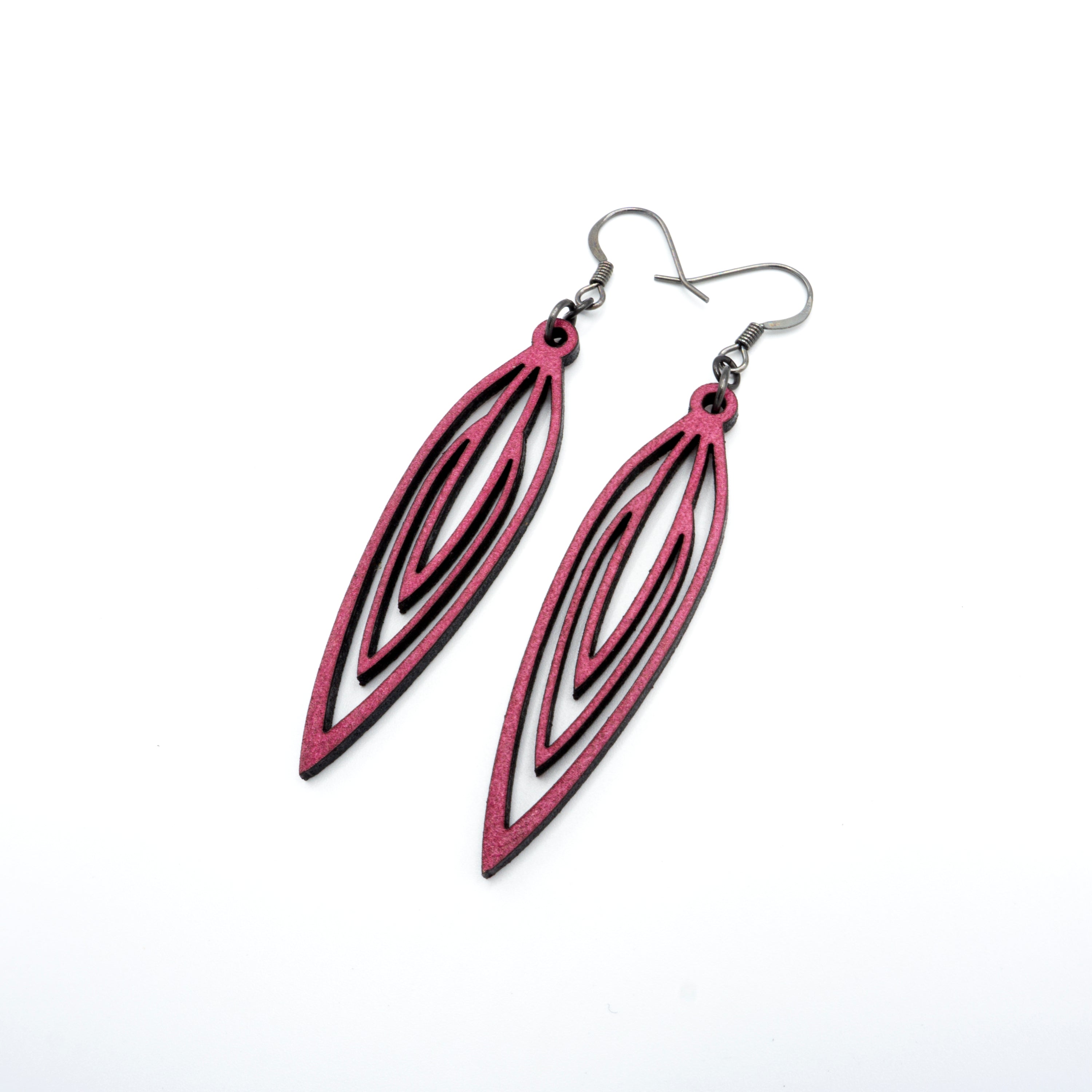 Totem 01 [S] Fuchsia Leather Earrings - Handmade Boho Chic Dangle Earrings for Women, Perfect for Festivals, Parties and Everyday Wear