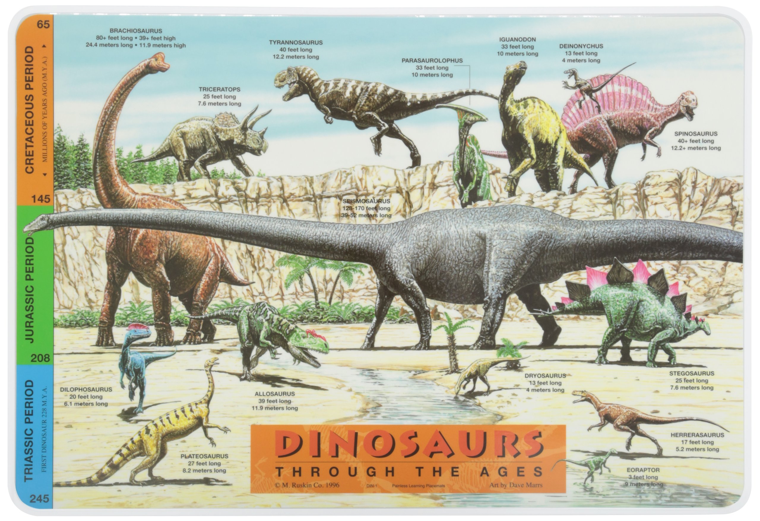 Dinosaur Educational Placemats for Kids - Fun & Painless Learning Table Mats - Perfect for Mealtime & Homeschooling Activities