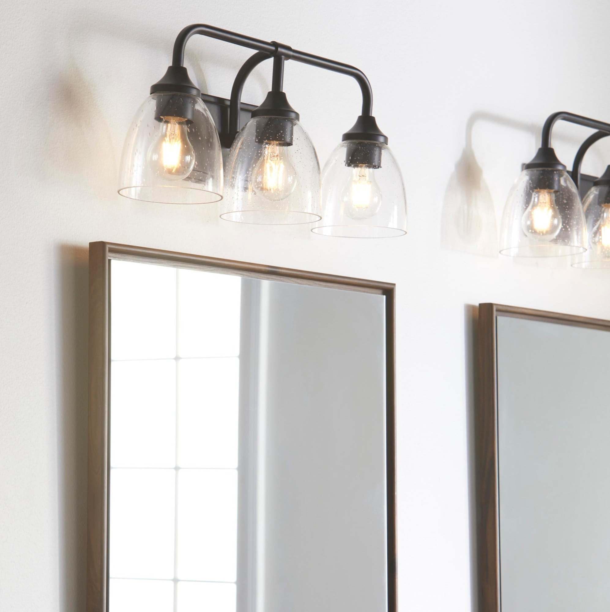 Quorum 5059-3-286 Transitional 3-Light Bathroom Vanity Light Fixture - Bronze/Dark Finish - Enclave Collection - Perfect for Modern Bathroom & Powder Room Lighting