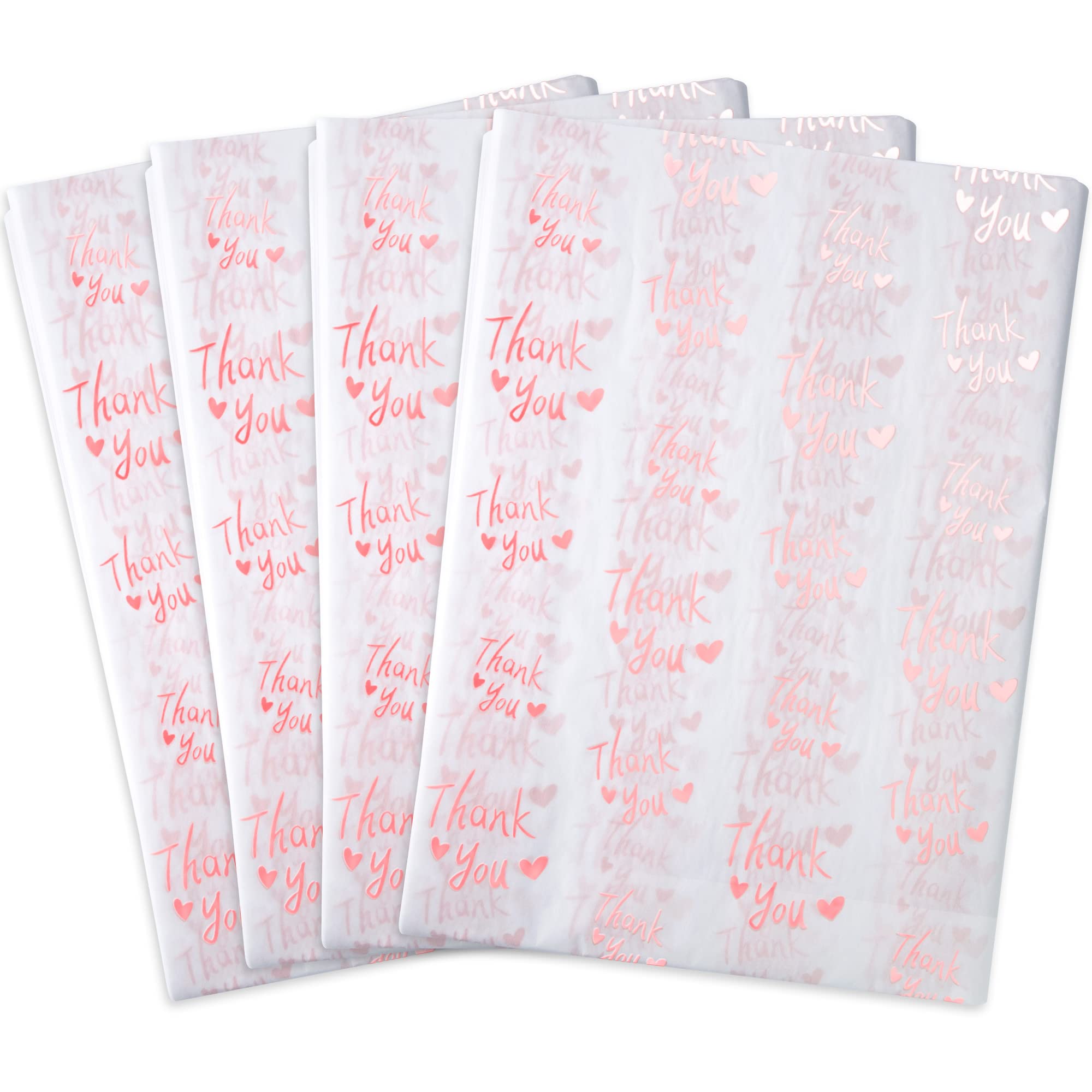 MR FIVE 100 Sheets Bulk White & Pink Thank You Tissue Paper - 20
