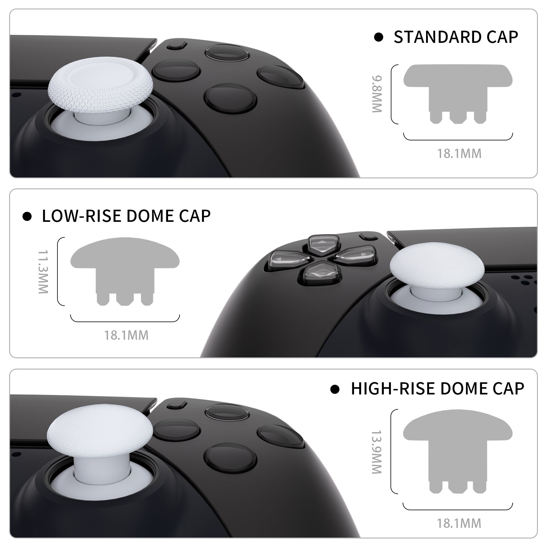 eXtremeRate EDGE Sticks Replacement Interchangeable Thumbsticks for PS5 & PS4 Controllers - Robot White - Enhance Your Gaming Experience with Customizable Comfort