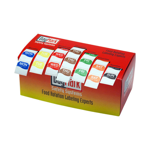 DayMark 111183 MoveMark Octagon Sticker Dot Box with Roll Dispenser, 1 Pack - Colorful Labeling Dots for Food Safety, Organization & Warehouse Inventory Management