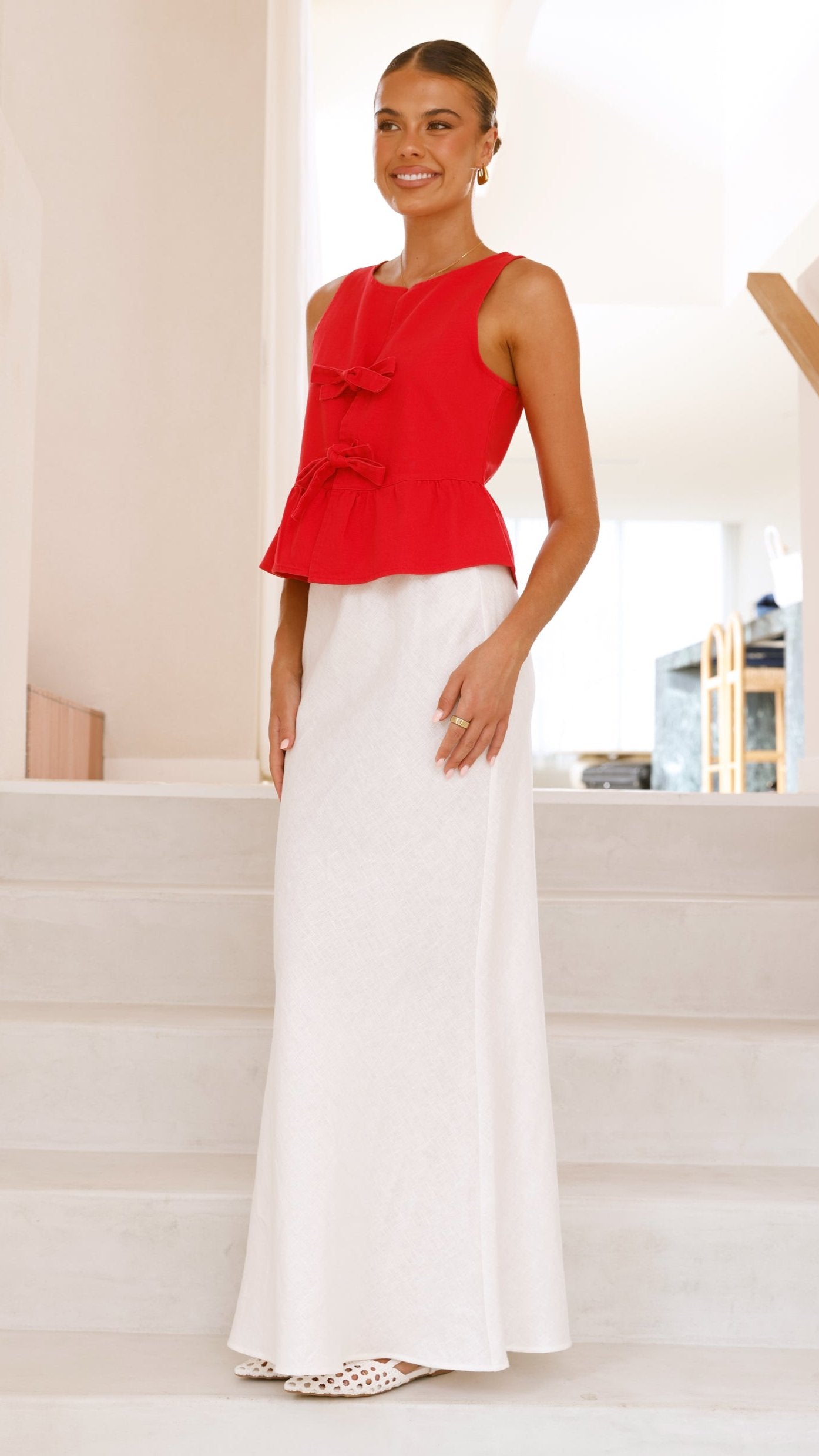 Jarrah Tie Top Women's Red Blouse - Perfect for Casual Outings, Dates & Summer Fashion