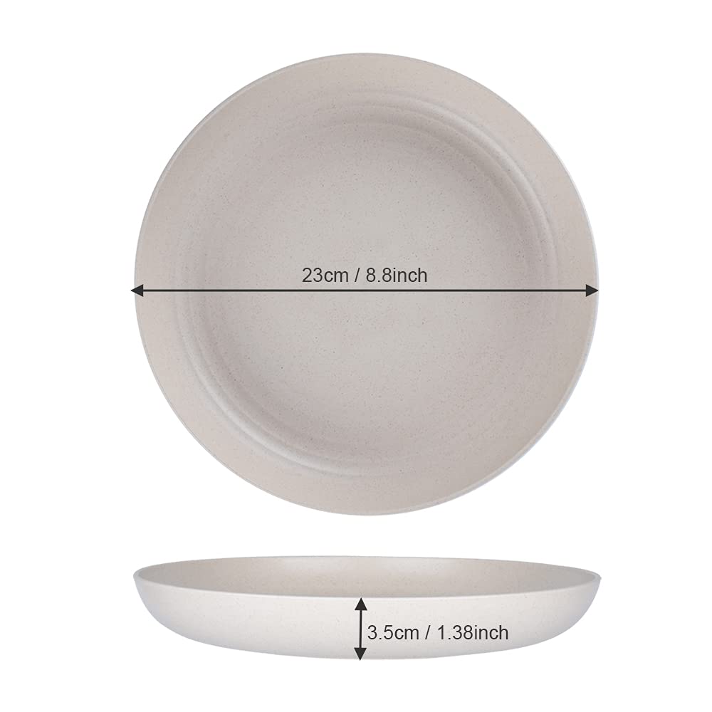Homchen Unbreakable Plastic Dinner Plates - 4 Pack 8.8 Inch Shatterproof Plates Set for Family, Party, Picnic & Home Use | Durable & Lightweight for Indoor/Outdoor Dining, Camping & Everyday Meals